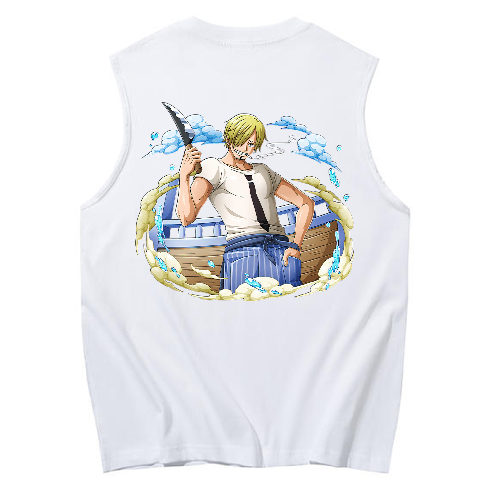 （画像用） ワンピース サンジ ONE PIECE Sanji コットン100％タンクトップ（背面プリント）