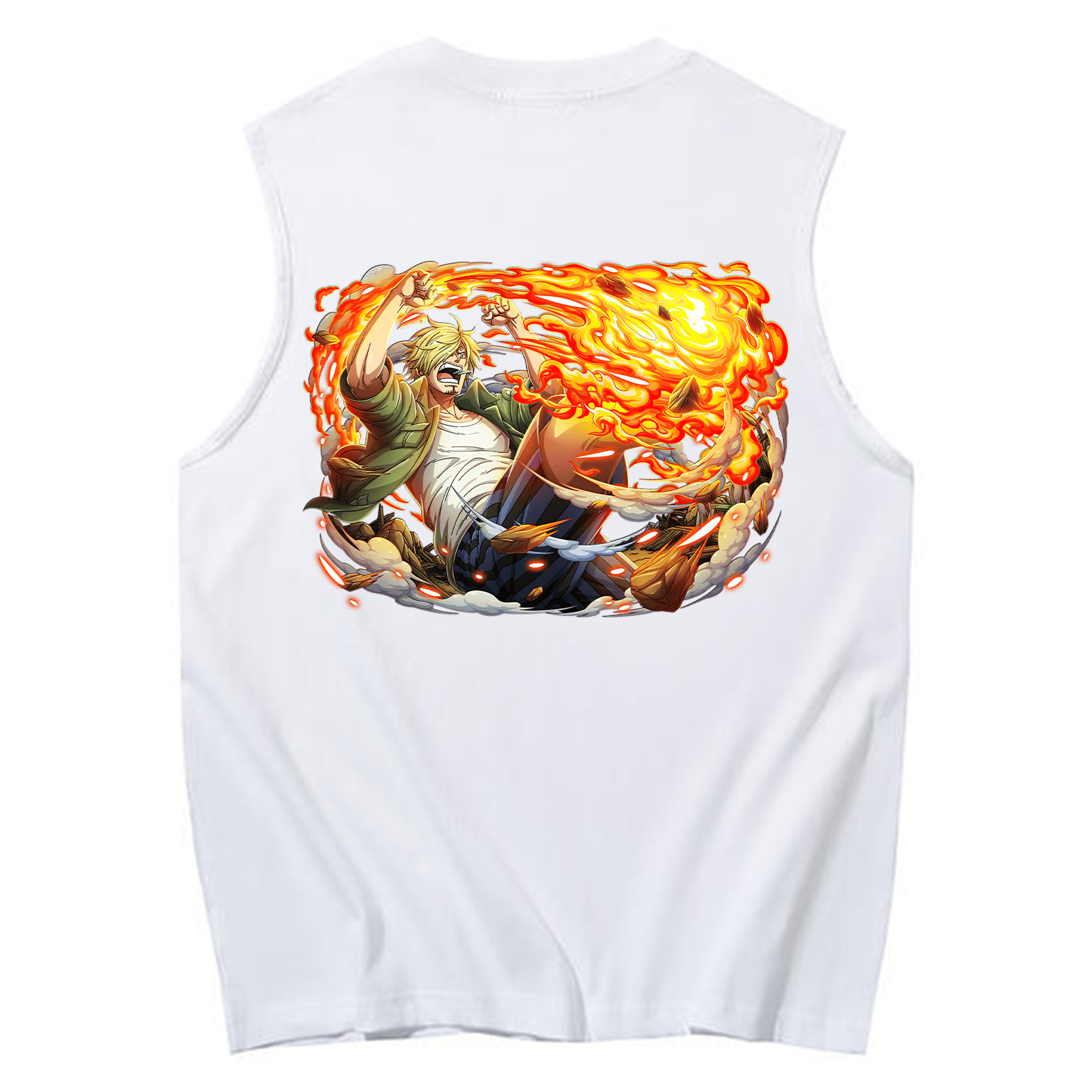 （画像用） ワンピース サンジ ONE PIECE Sanji コットン100％タンクトップ（背面プリント）