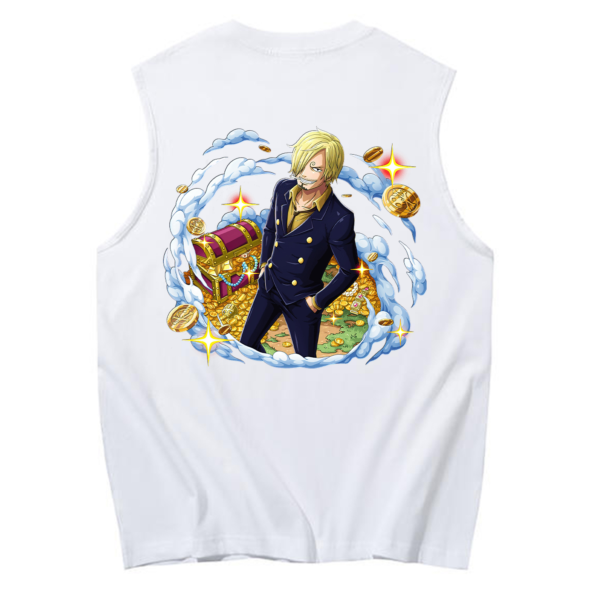 （画像用） ワンピース サンジ ONE PIECE Sanji コットン100％タンクトップ（背面プリント）