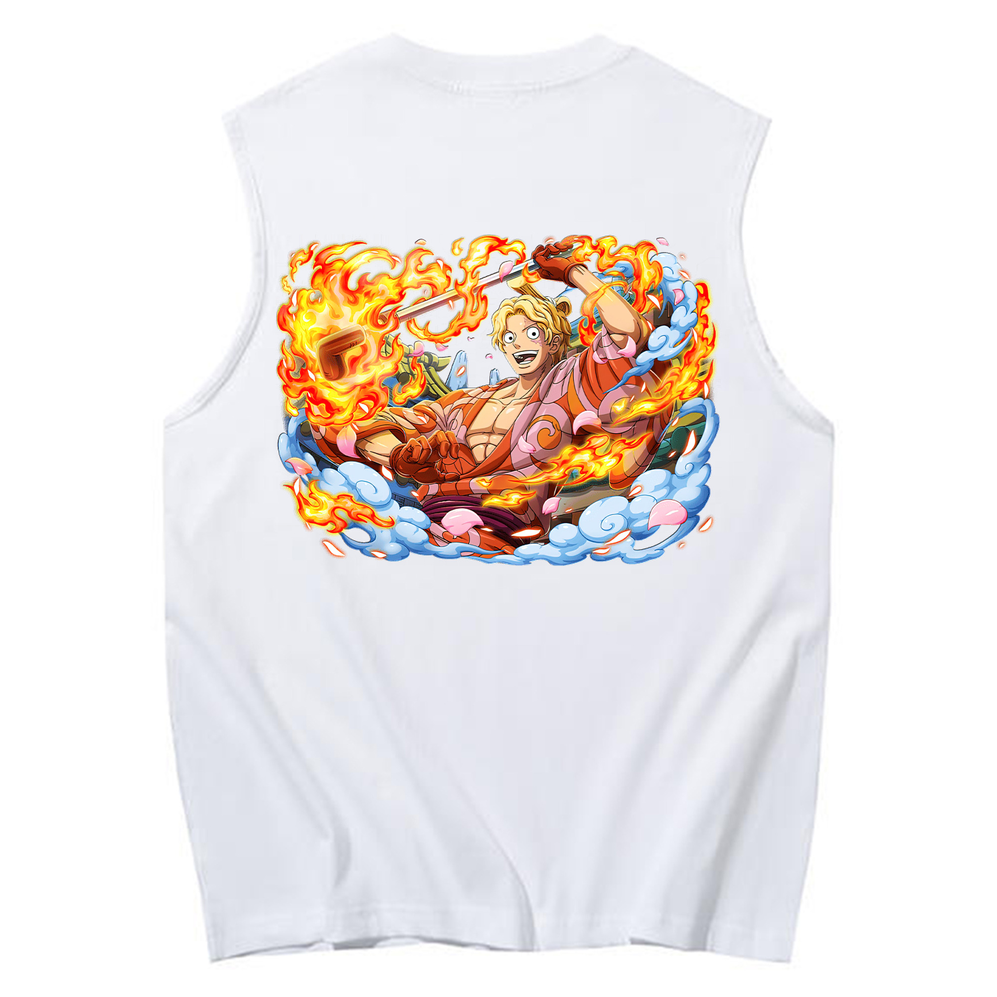 （画像用） ワンピース サンジ ONE PIECE Sanji コットン100％タンクトップ（背面プリント）