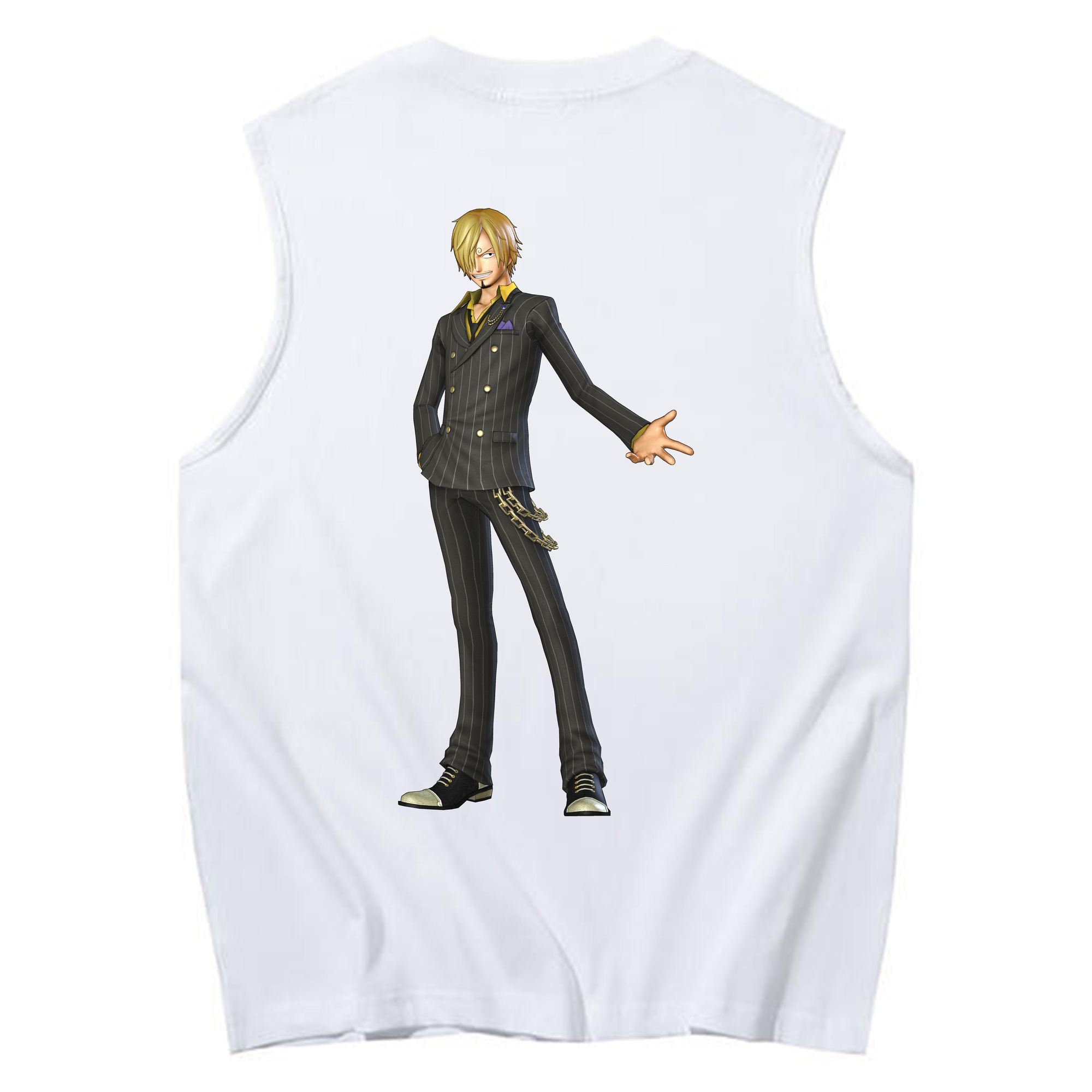 （画像用） ワンピース サンジ ONE PIECE Sanji コットン100％タンクトップ（背面プリント）