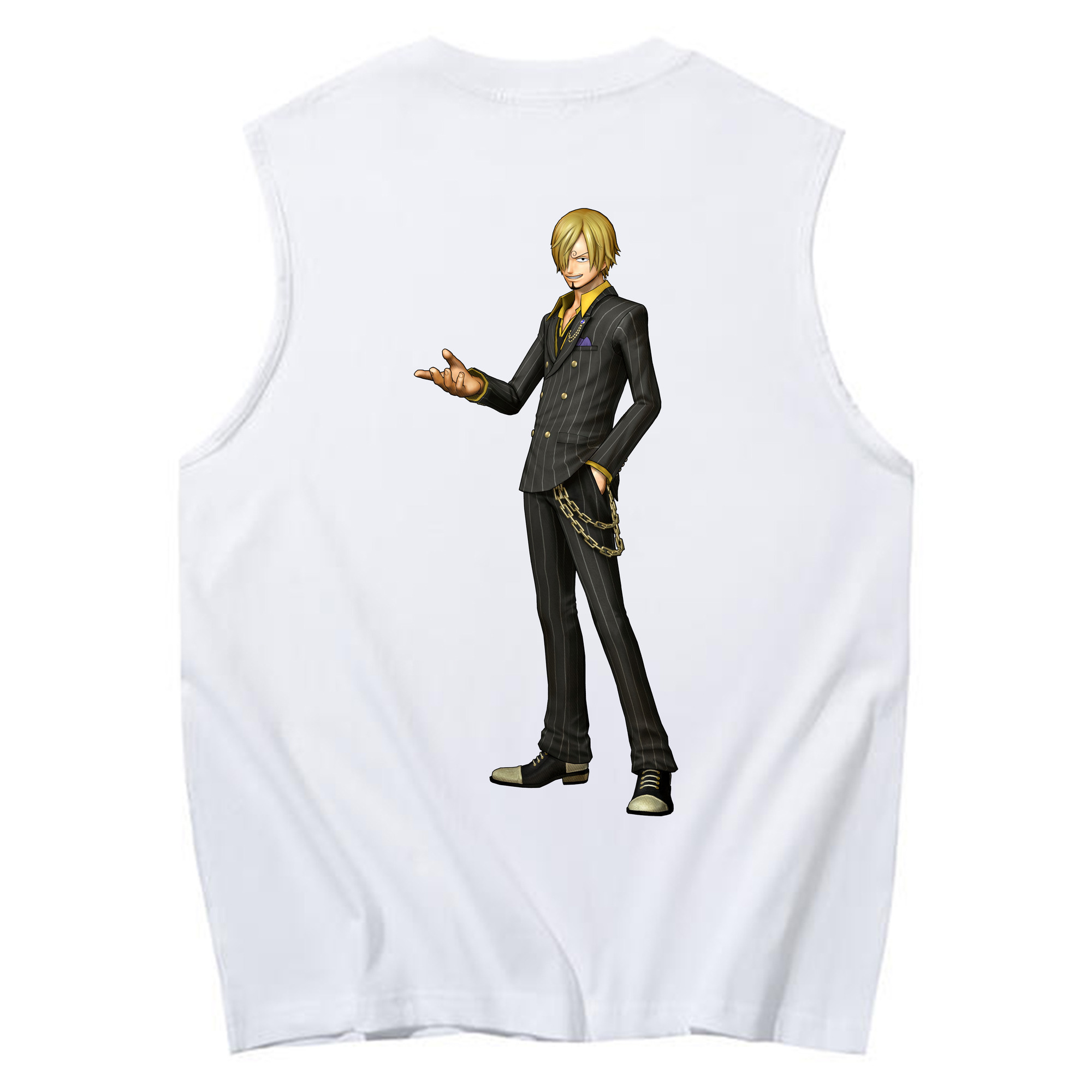 （画像用） ワンピース サンジ ONE PIECE Sanji コットン100％タンクトップ（背面プリント）