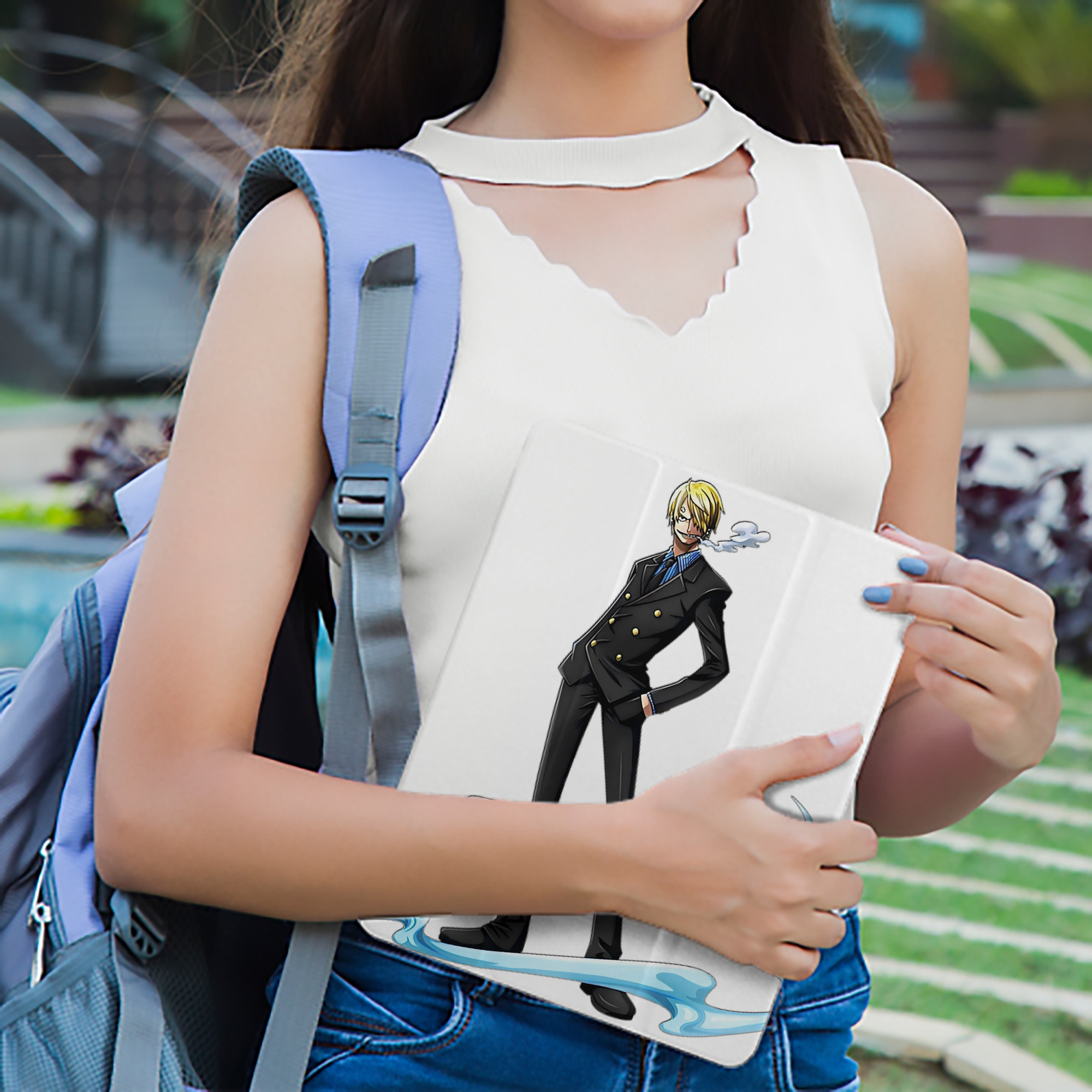 ワンピース サンジ ONE PIECE Sanji IPad ケース ペン収納付き 三つ折りスタンド PUレザー×シリコン 対応機種9.5/10.5/10.9インチ