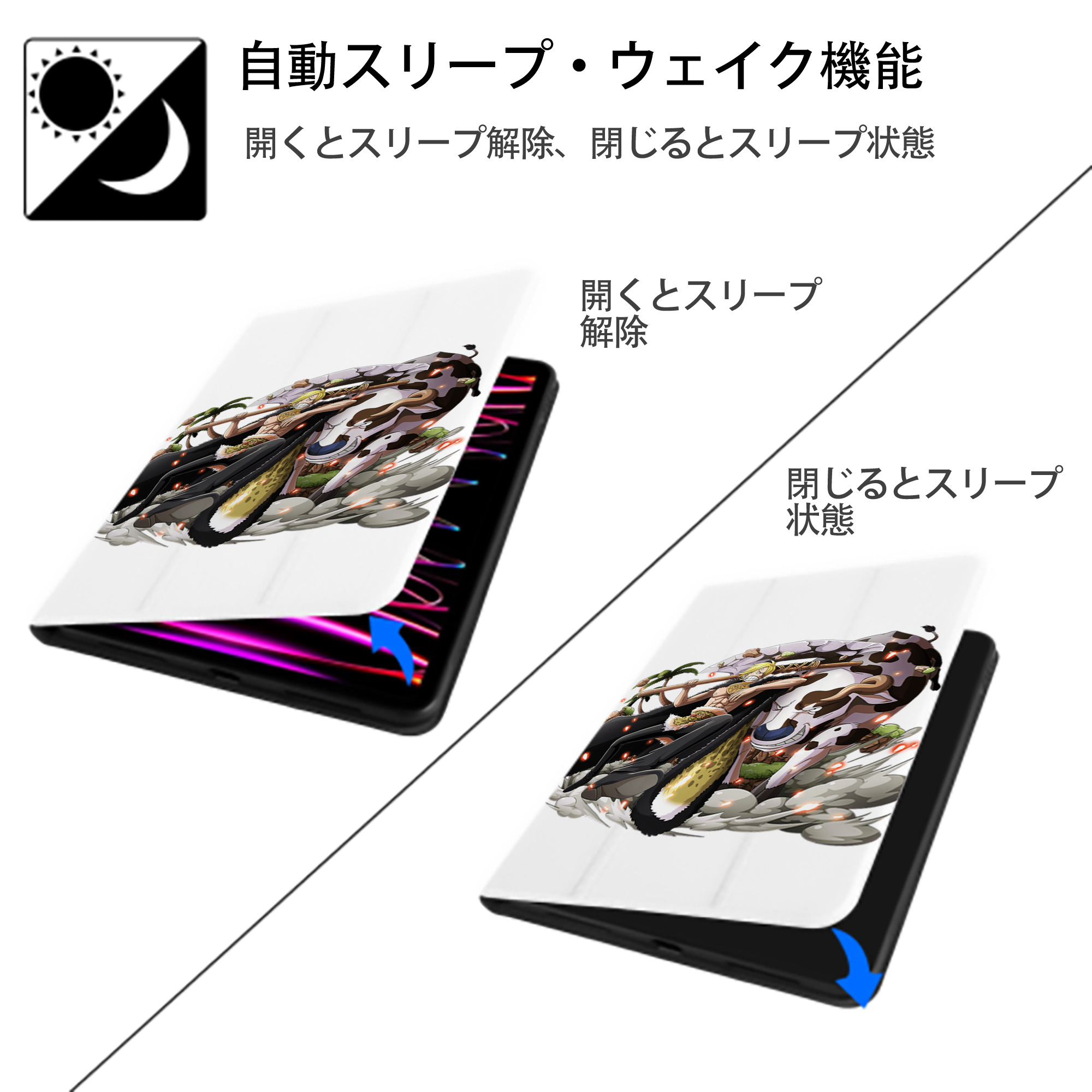ワンピース サンジ ONE PIECE Sanji IPad ケース ペン収納付き 三つ折りスタンド PUレザー×シリコン 対応機種9.5/10.5/10.9インチ