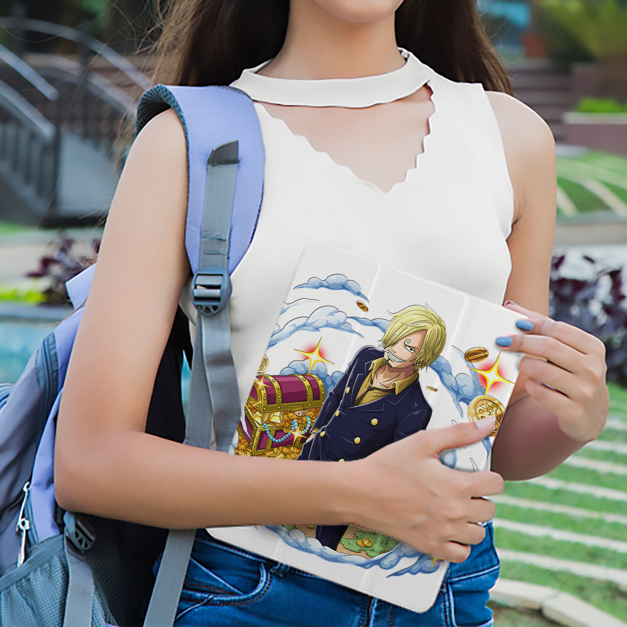 ワンピース サンジ ONE PIECE Sanji IPad ケース ペン収納付き 三つ折りスタンド PUレザー×シリコン 対応機種9.5/10.5/10.9インチ