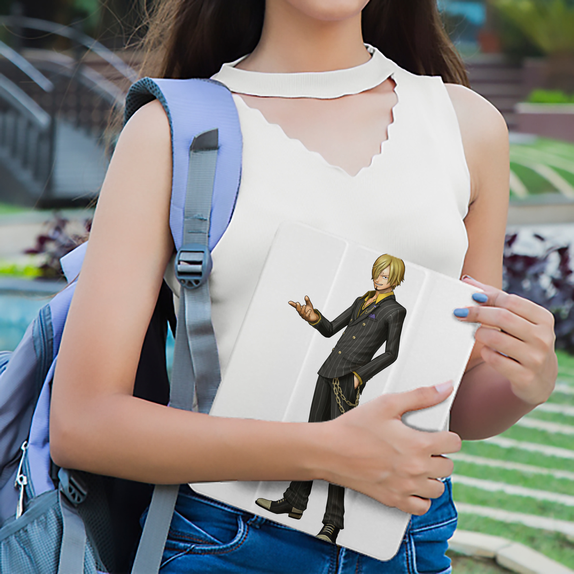 ワンピース サンジ ONE PIECE Sanji IPad ケース ペン収納付き 三つ折りスタンド PUレザー×シリコン 対応機種9.5/10.5/10.9インチ
