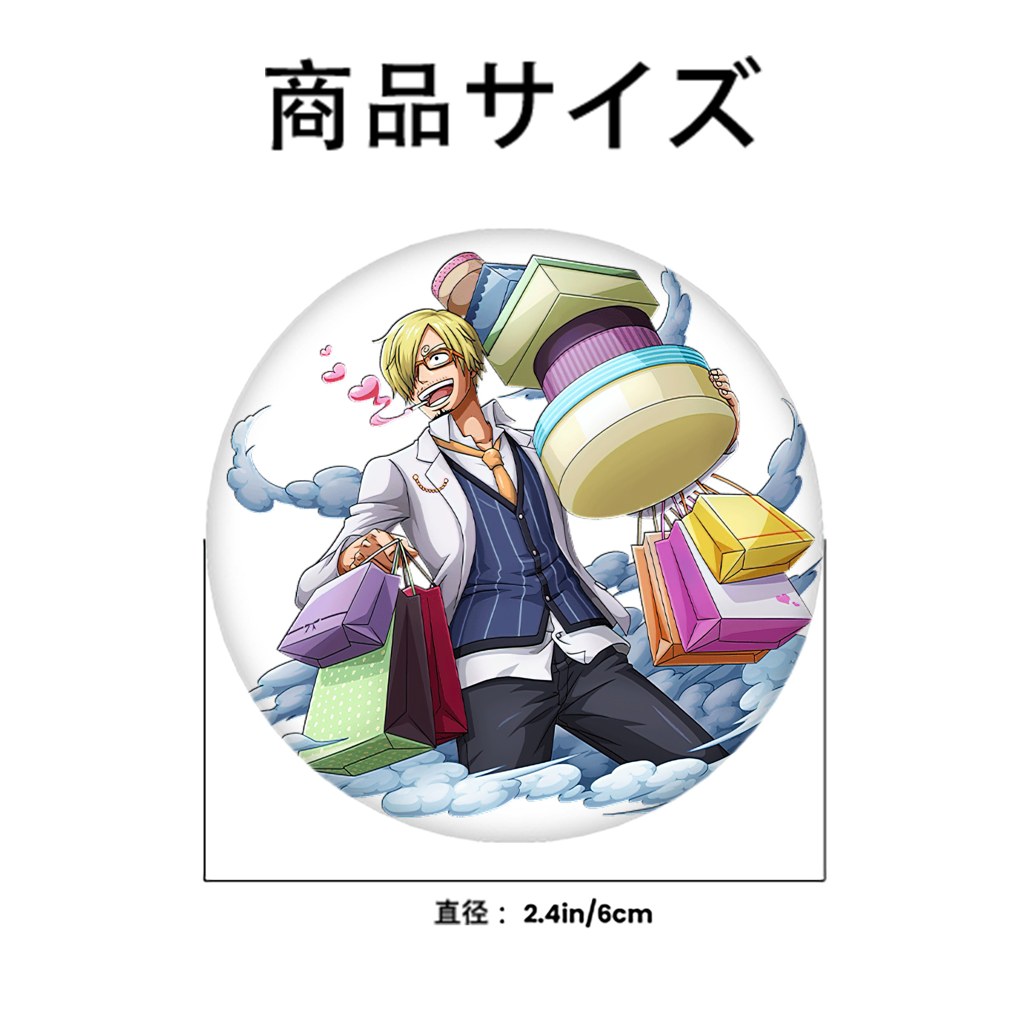 ワンピース サンジ ONE PIECE Sanji 6cm 缶バッジ 複数セット