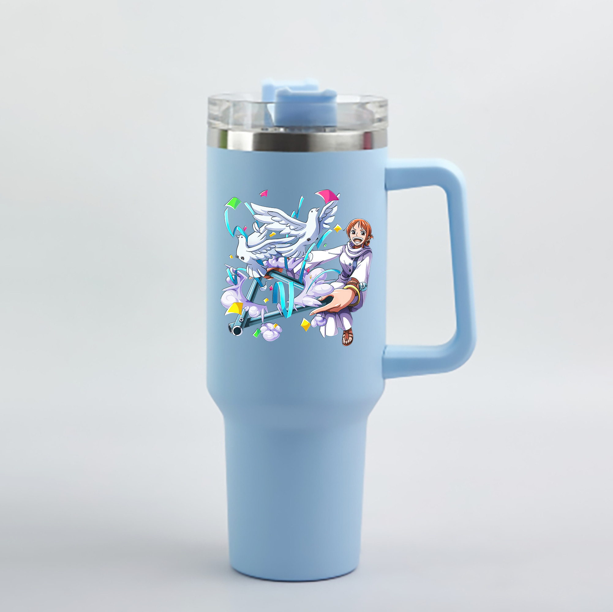 ワンピース ナミ ONE PIECE Nami 1200mL車用タンブラー - クリスタルステッカー（プラスチックストロー付き）