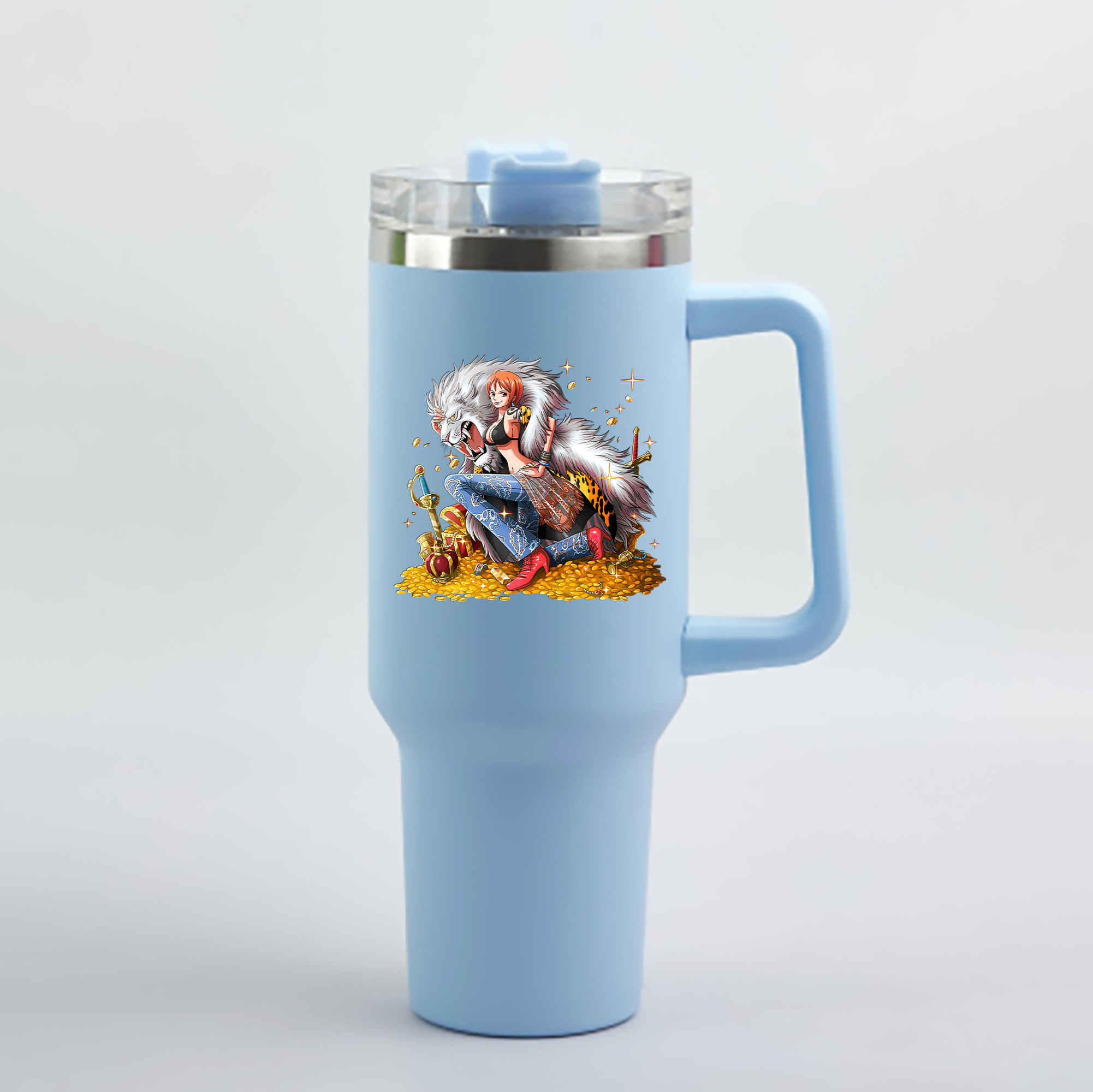 ワンピース ナミ ONE PIECE Nami 1200mL車用タンブラー - クリスタルステッカー（プラスチックストロー付き）