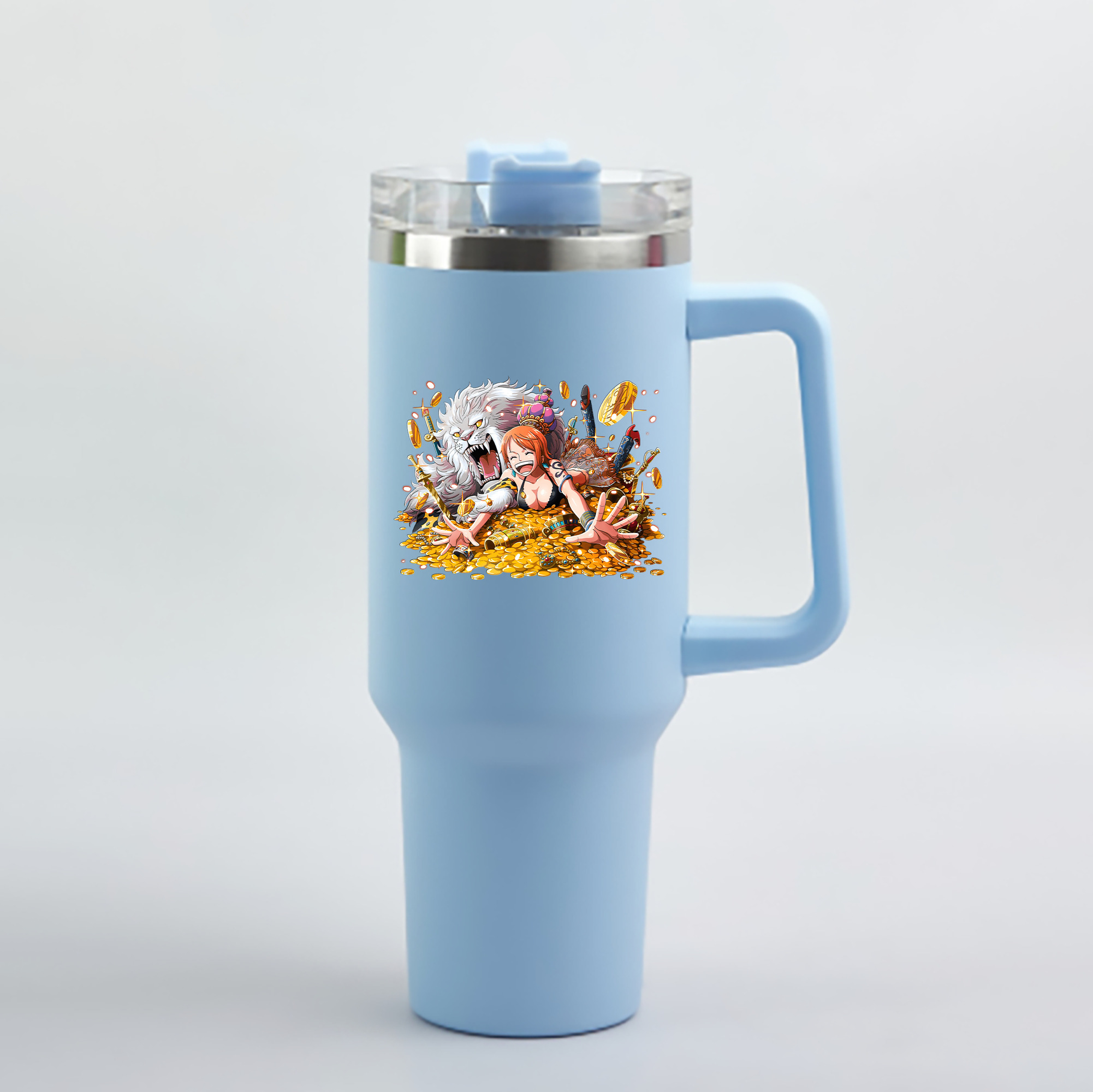 ワンピース ナミ ONE PIECE Nami 1200mL車用タンブラー - クリスタルステッカー（プラスチックストロー付き）