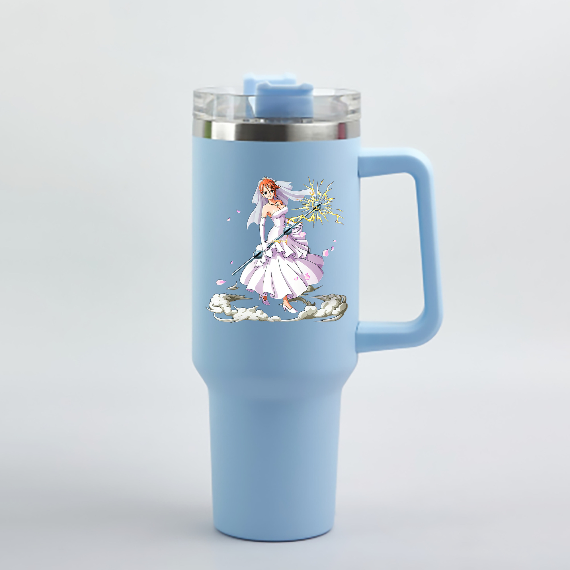 ワンピース ナミ ONE PIECE Nami 1200mL車用タンブラー - クリスタルステッカー（プラスチックストロー付き）