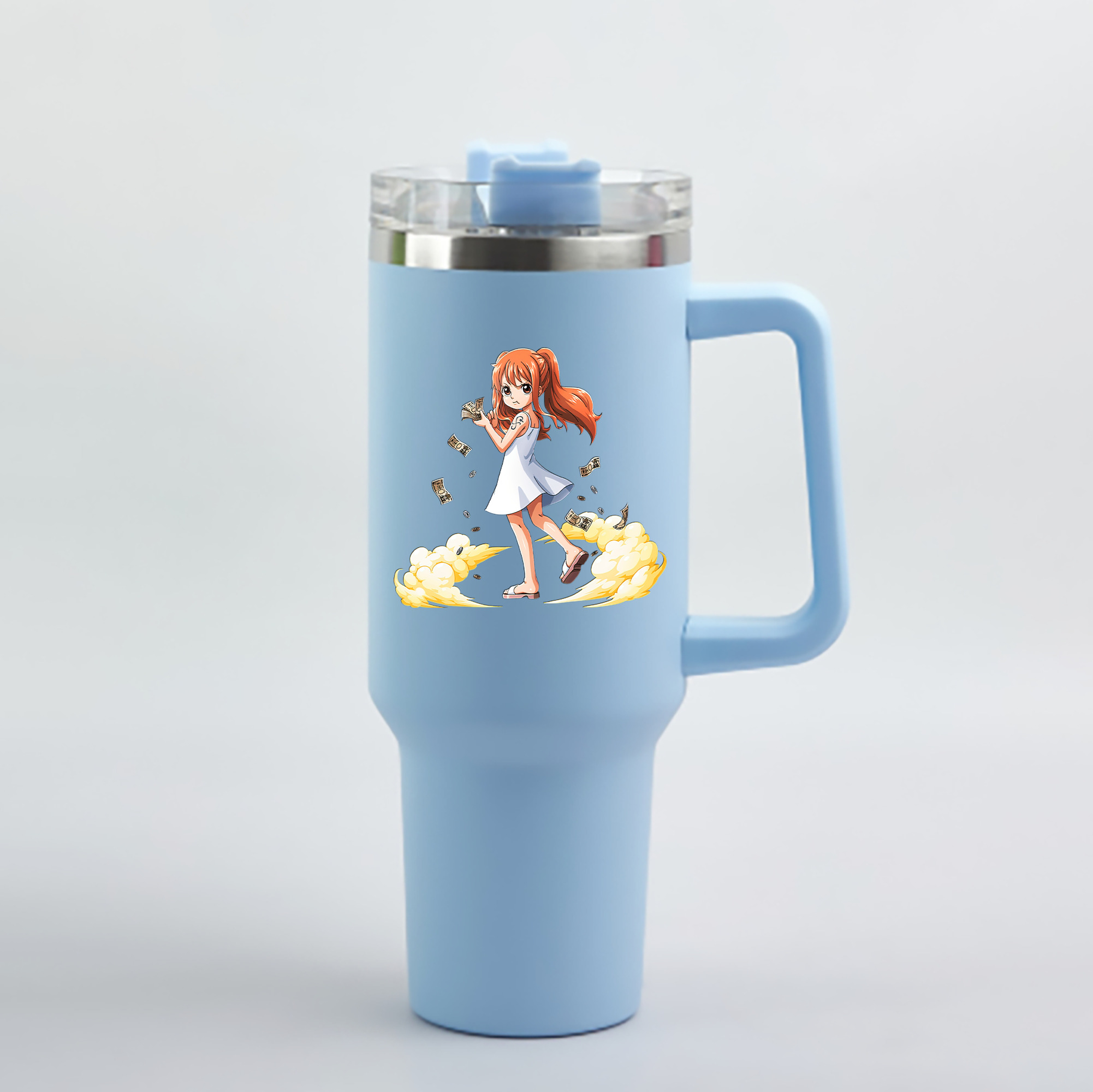 ワンピース ナミ ONE PIECE Nami 1200mL車用タンブラー - クリスタルステッカー（プラスチックストロー付き）