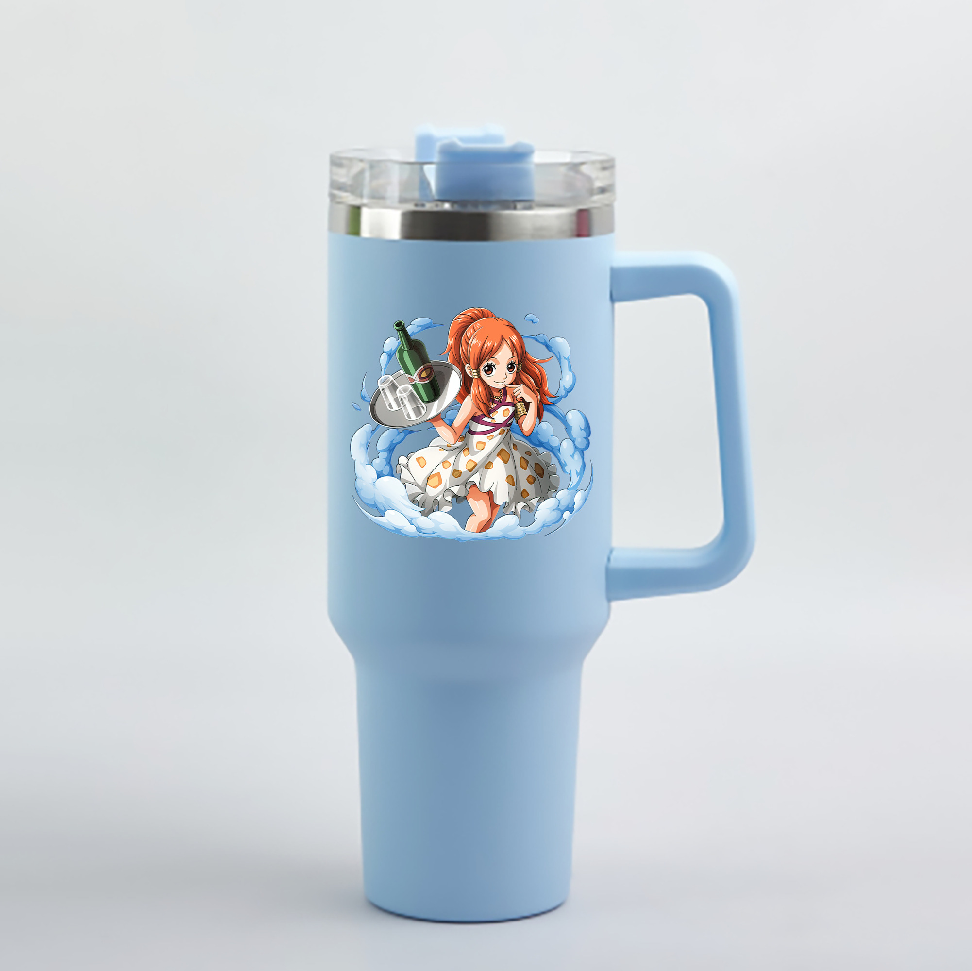 ワンピース ナミ ONE PIECE Nami 1200mL車用タンブラー - クリスタルステッカー（プラスチックストロー付き）