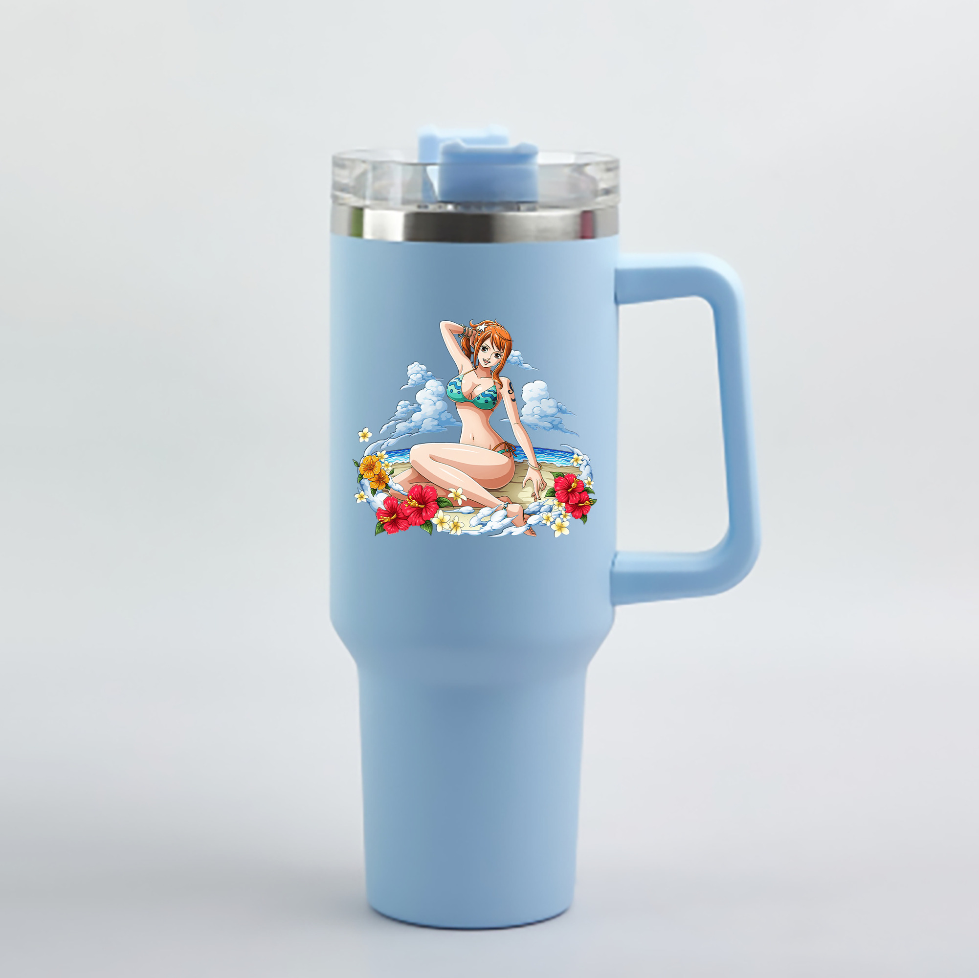 ワンピース ナミ ONE PIECE Nami 1200mL車用タンブラー - クリスタルステッカー（プラスチックストロー付き）