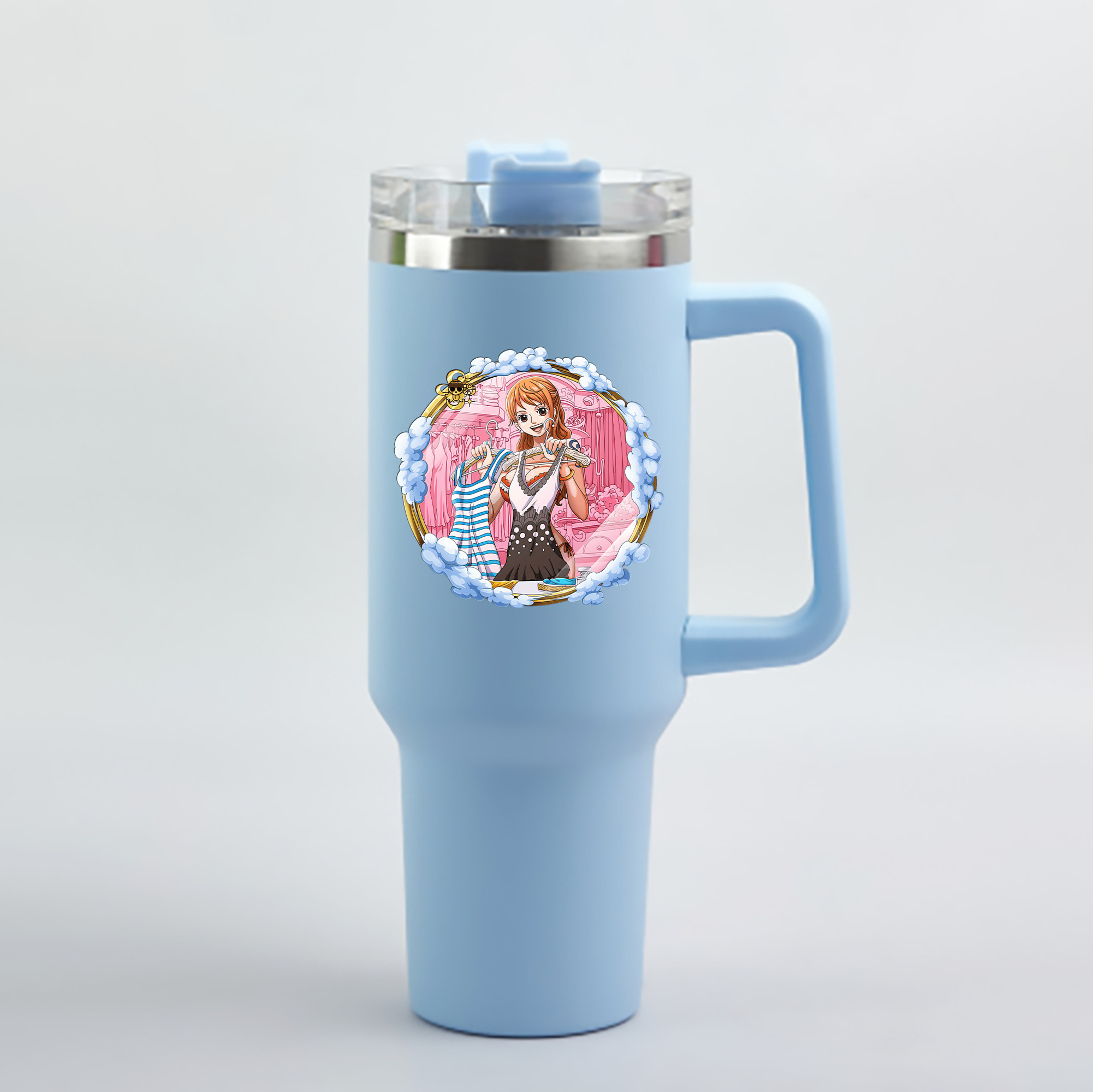 ワンピース ナミ ONE PIECE Nami 1200mL車用タンブラー - クリスタルステッカー（プラスチックストロー付き）