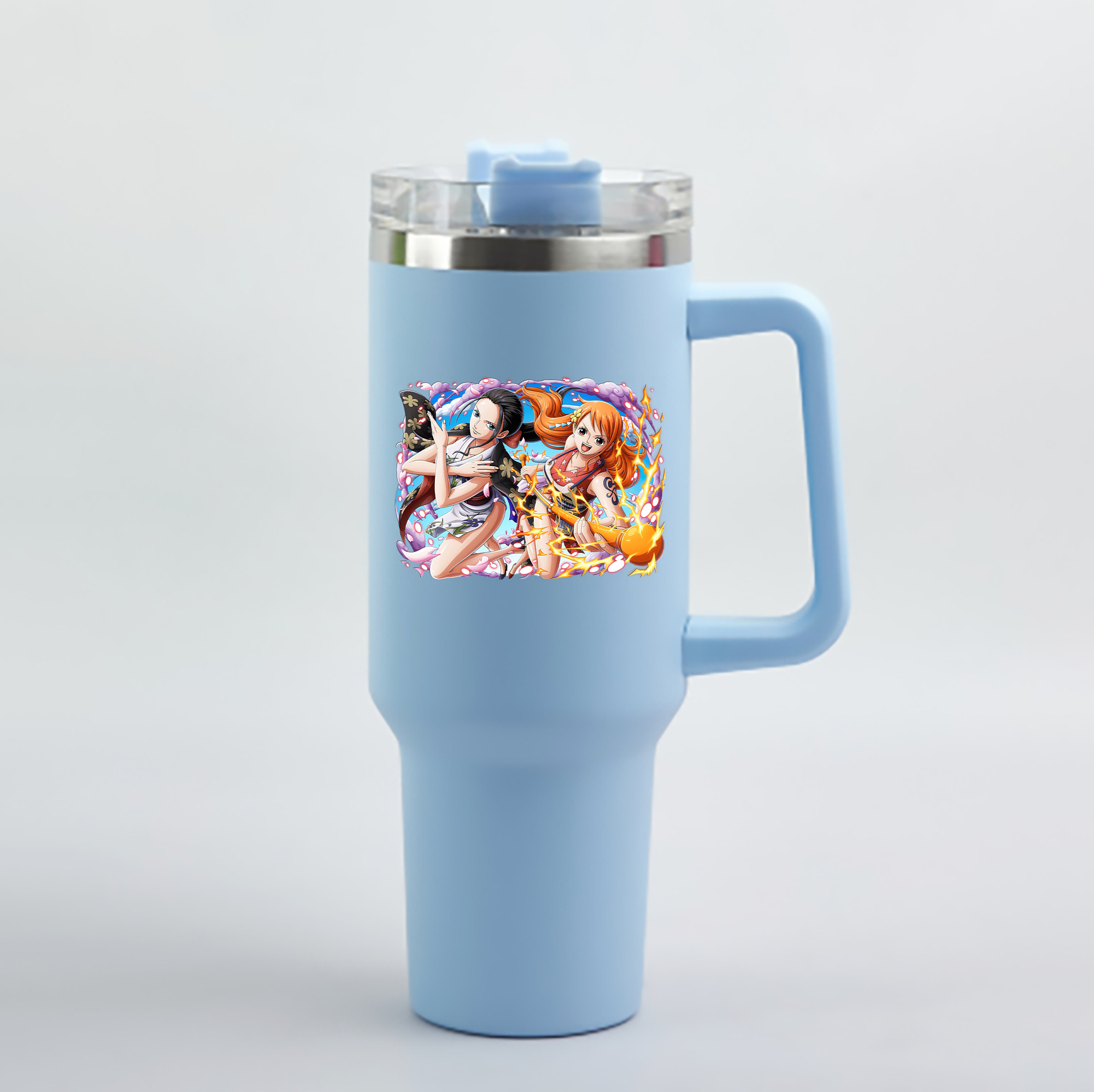 ワンピース ナミ ONE PIECE Nami 1200mL車用タンブラー - クリスタルステッカー（プラスチックストロー付き）