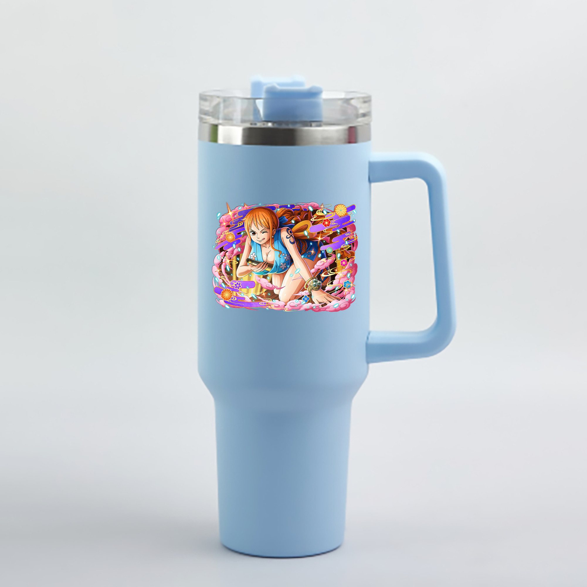 ワンピース ナミ ONE PIECE Nami 1200mL車用タンブラー - クリスタルステッカー（プラスチックストロー付き）