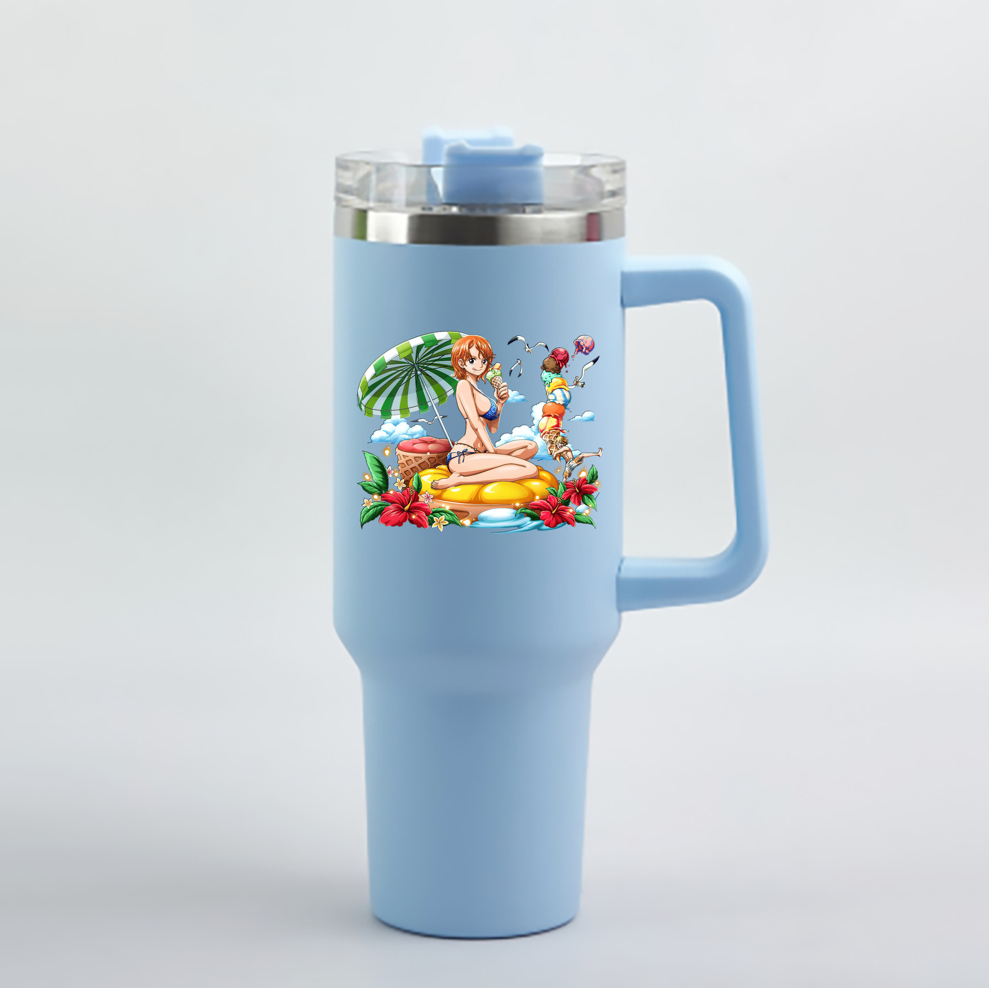 ワンピース ナミ ONE PIECE Nami 1200mL車用タンブラー - クリスタルステッカー（プラスチックストロー付き）