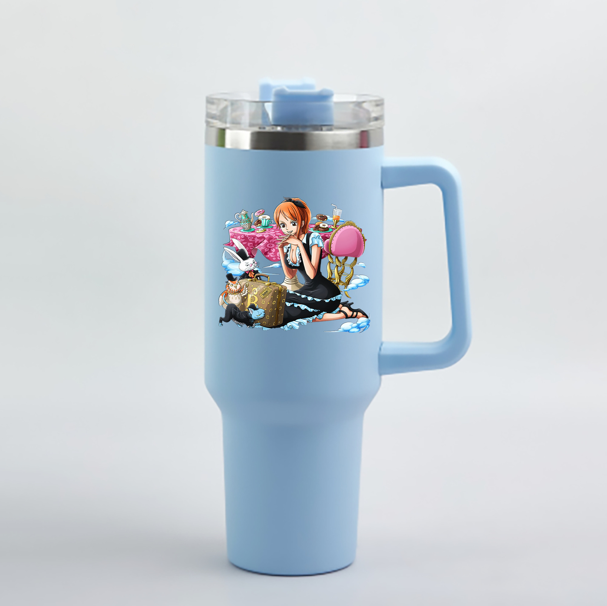 ワンピース ナミ ONE PIECE Nami 1200mL車用タンブラー - クリスタルステッカー（プラスチックストロー付き）