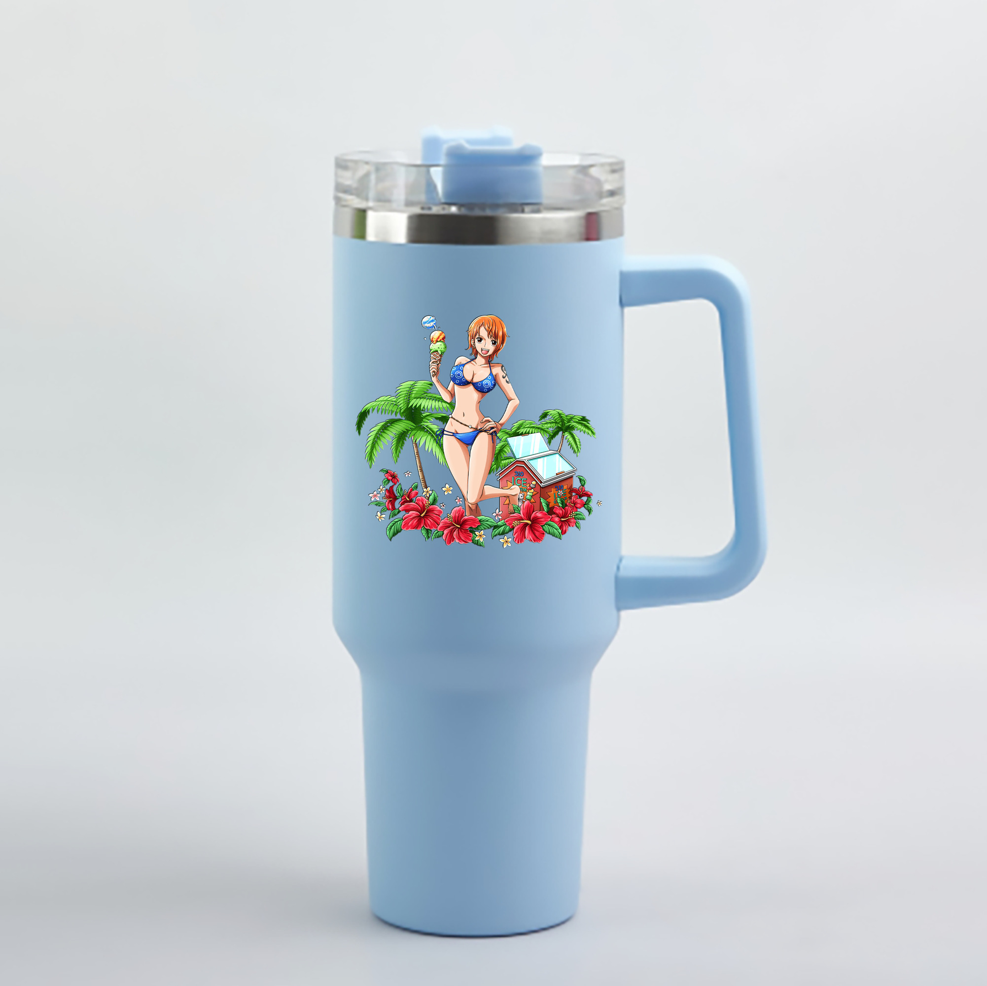 ワンピース ナミ ONE PIECE Nami 1200mL車用タンブラー - クリスタルステッカー（プラスチックストロー付き）