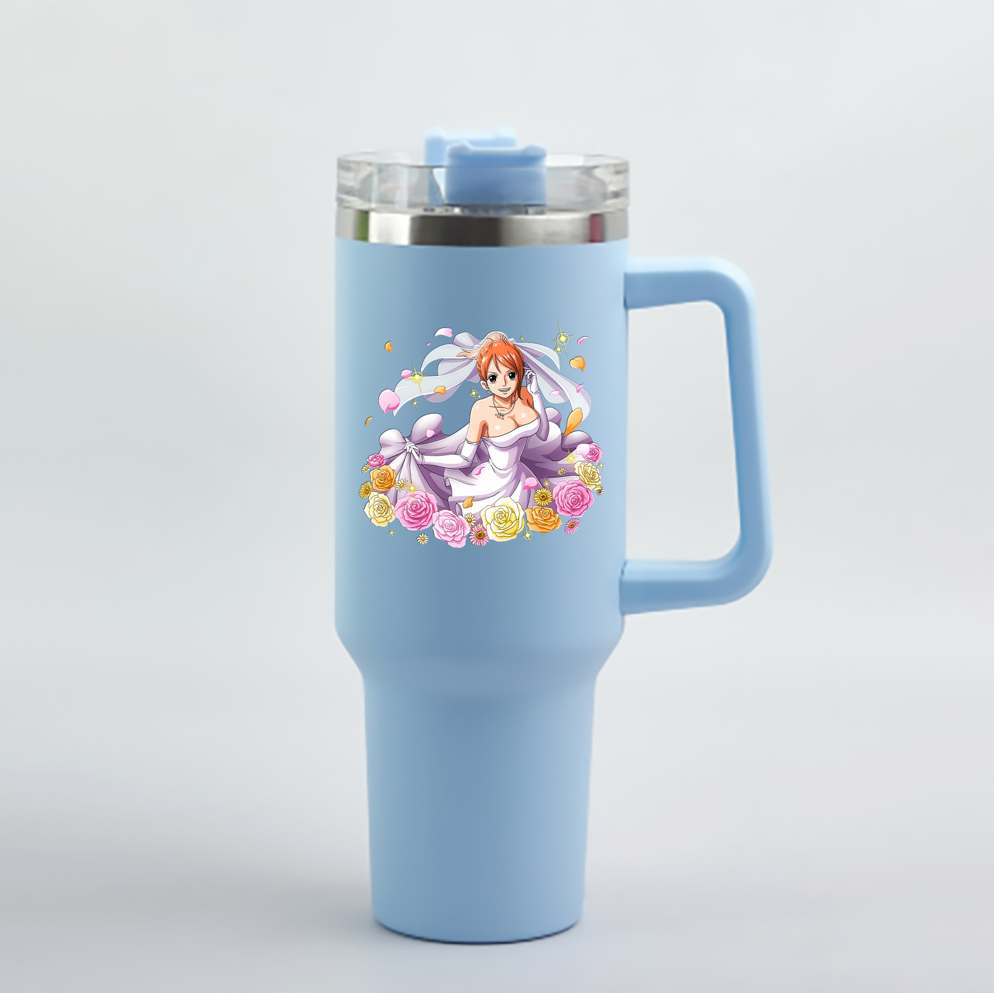 ワンピース ナミ ONE PIECE Nami 1200mL車用タンブラー - クリスタルステッカー（プラスチックストロー付き）
