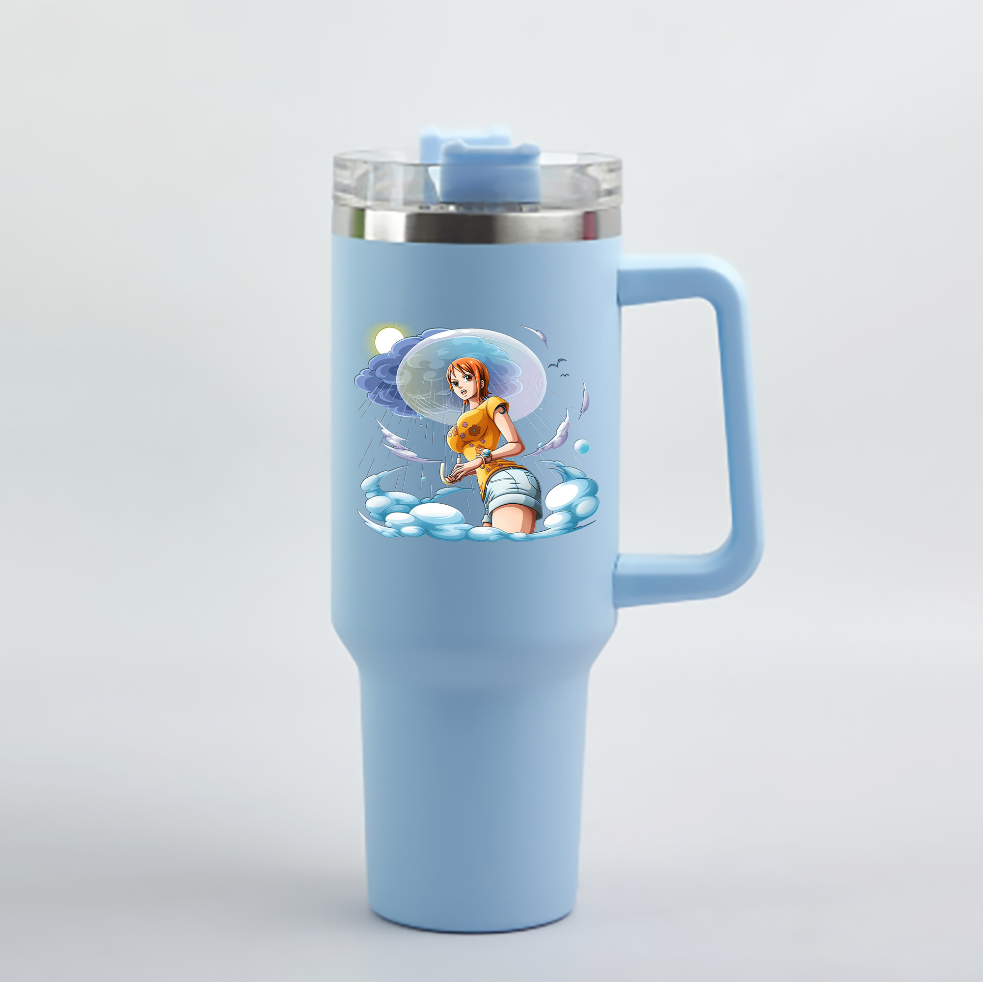 ワンピース ナミ ONE PIECE Nami 1200mL車用タンブラー - クリスタルステッカー（プラスチックストロー付き）