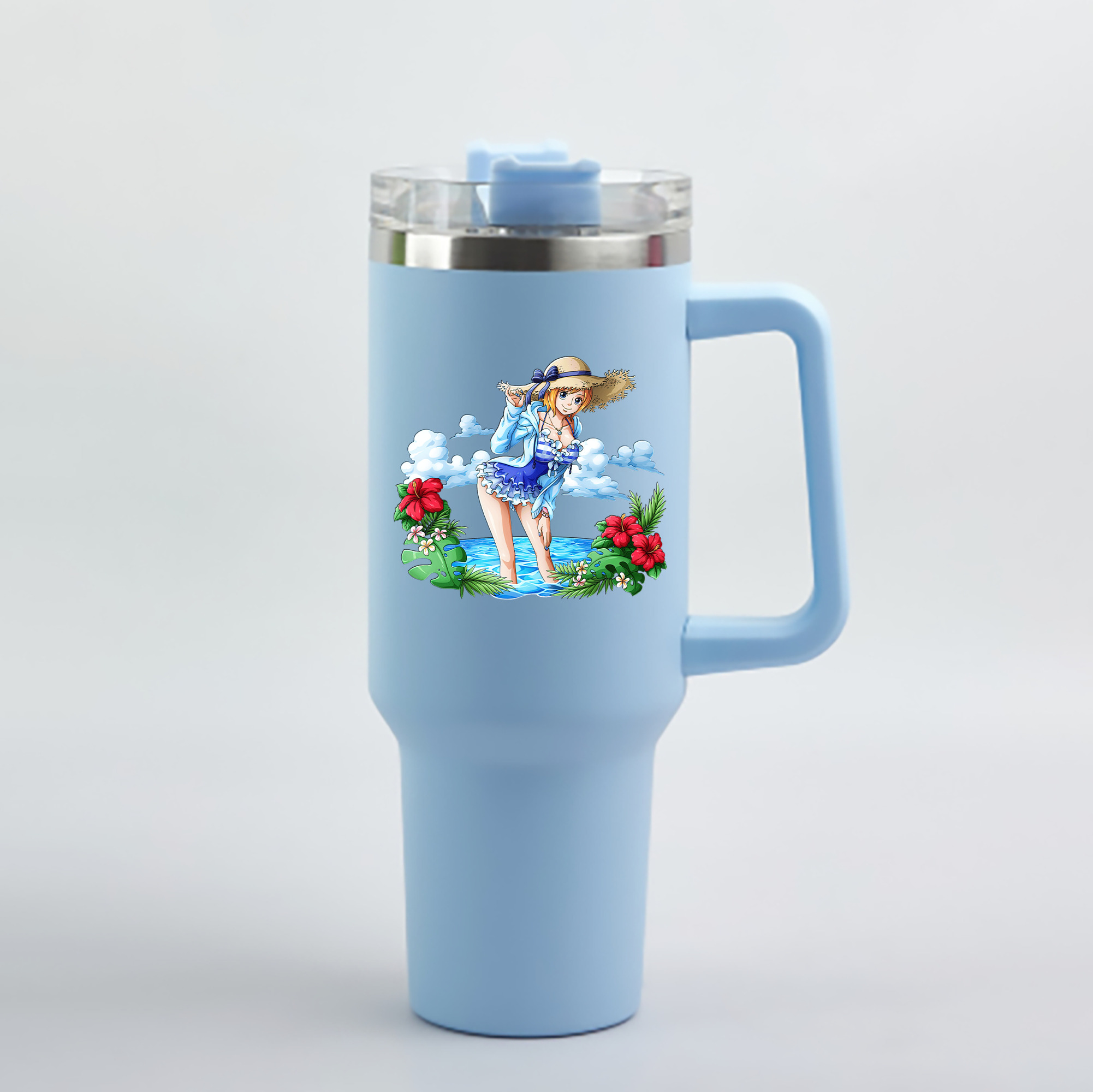 ワンピース ナミ ONE PIECE Nami 1200mL車用タンブラー - クリスタルステッカー（プラスチックストロー付き）