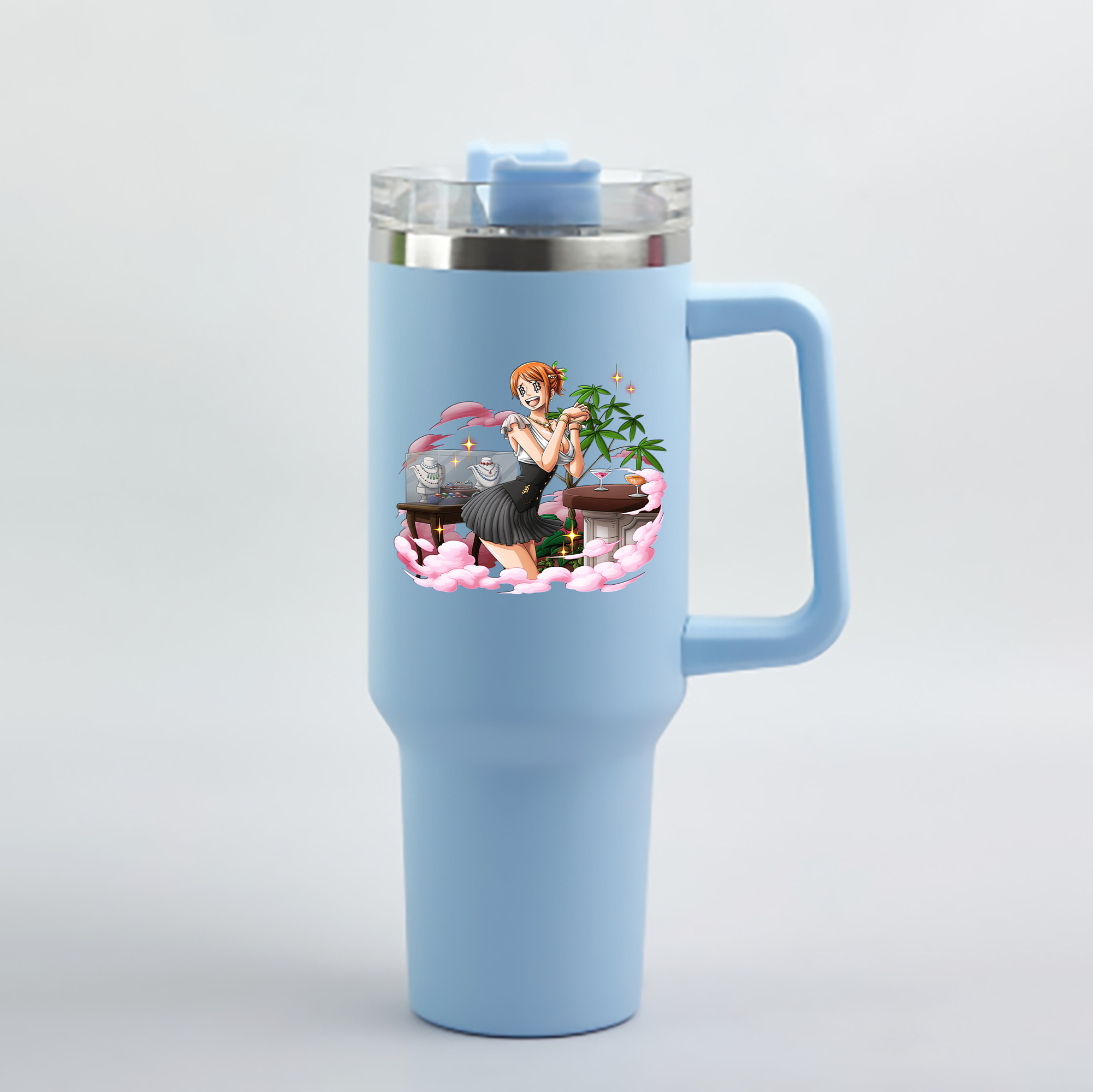 ワンピース ナミ ONE PIECE Nami 1200mL車用タンブラー - クリスタルステッカー（プラスチックストロー付き）