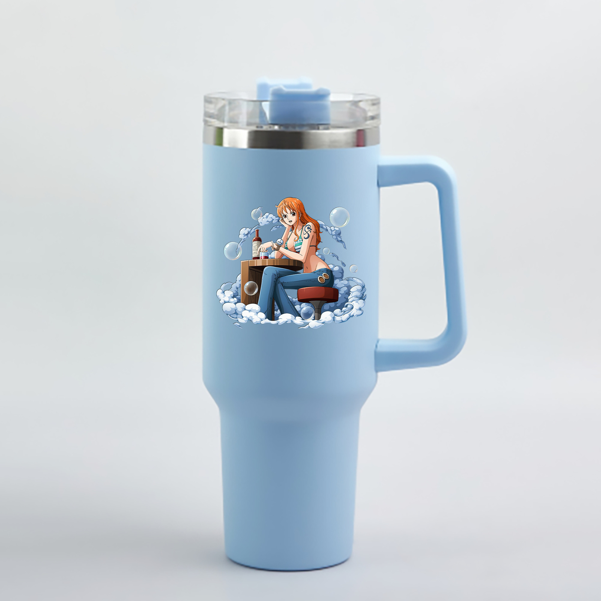 ワンピース ナミ ONE PIECE Nami 1200mL車用タンブラー - クリスタルステッカー（プラスチックストロー付き）