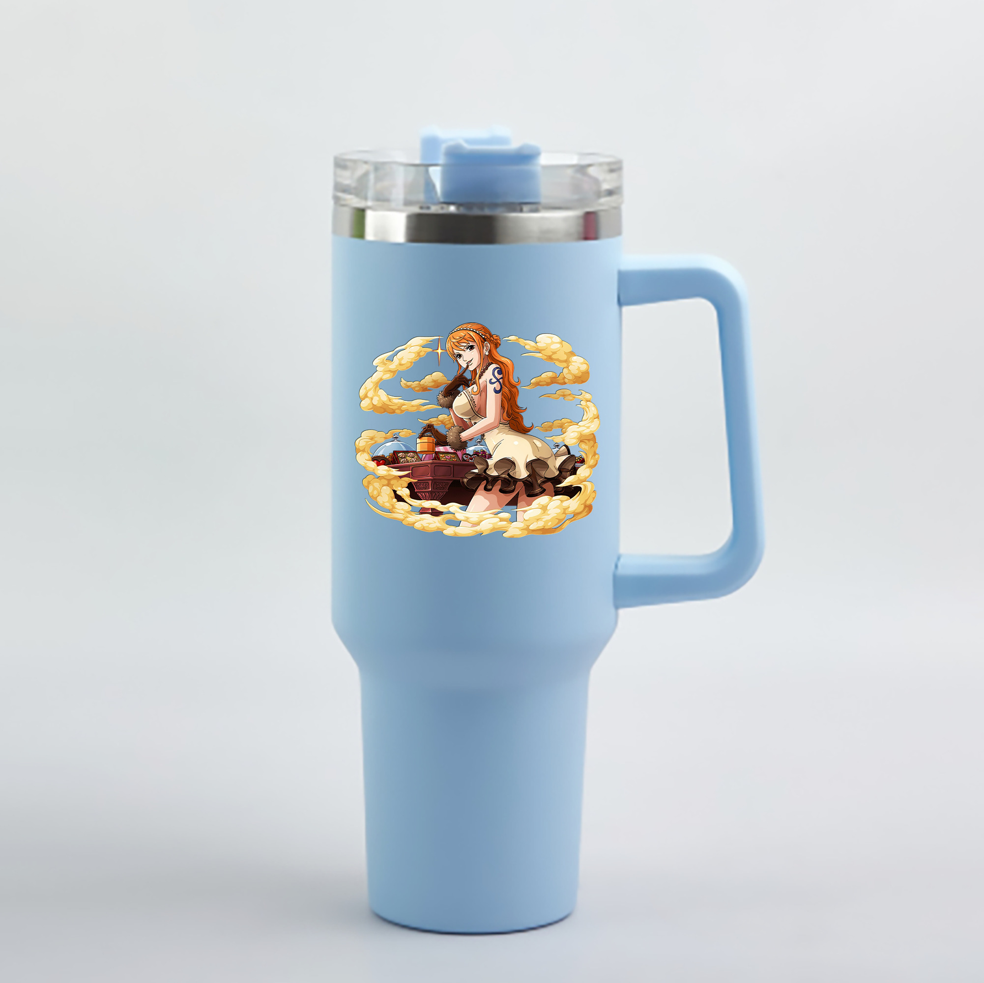 ワンピース ナミ ONE PIECE Nami 1200mL車用タンブラー - クリスタルステッカー（プラスチックストロー付き）