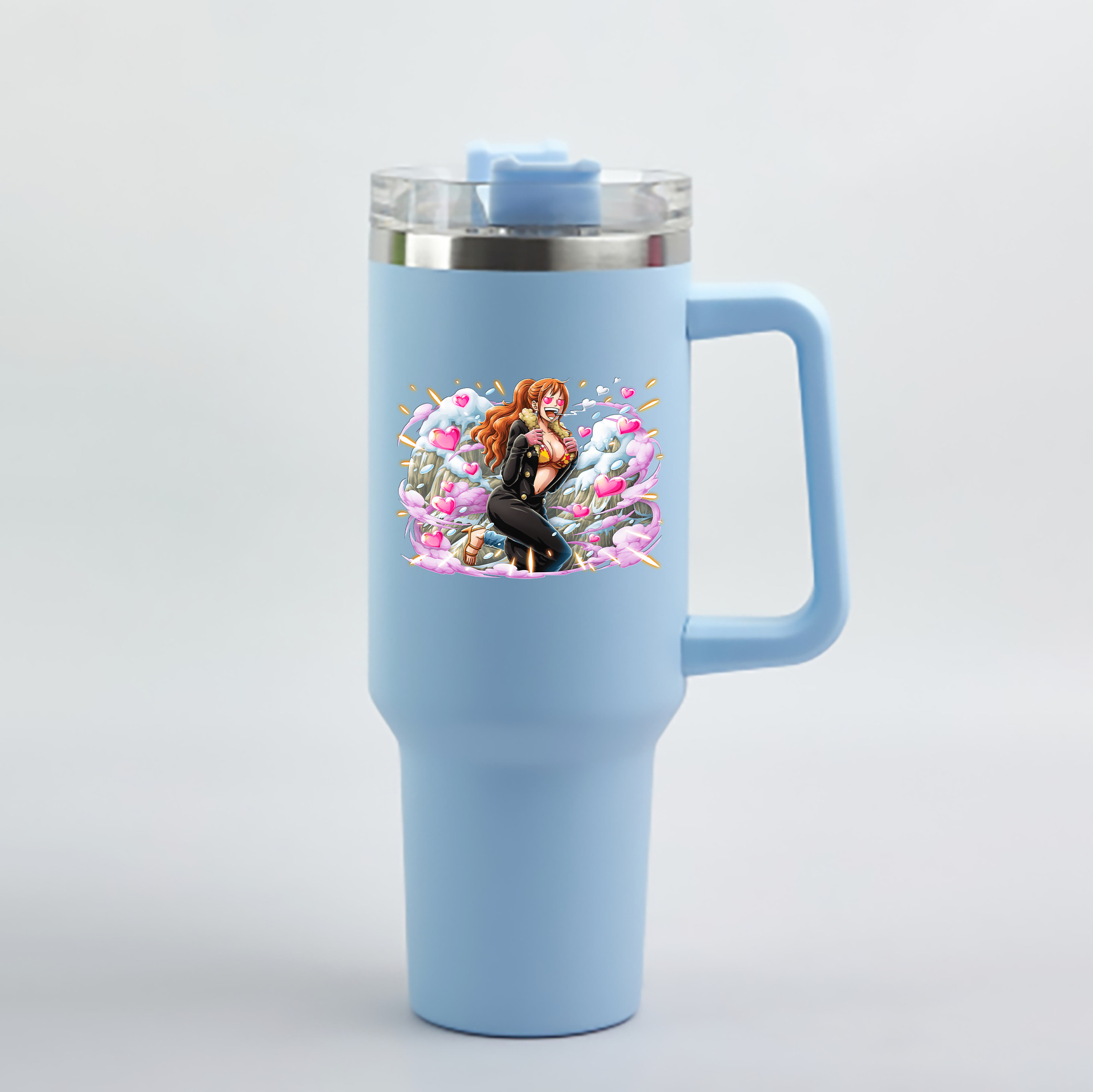 ワンピース ナミ ONE PIECE Nami 1200mL車用タンブラー - クリスタルステッカー（プラスチックストロー付き）