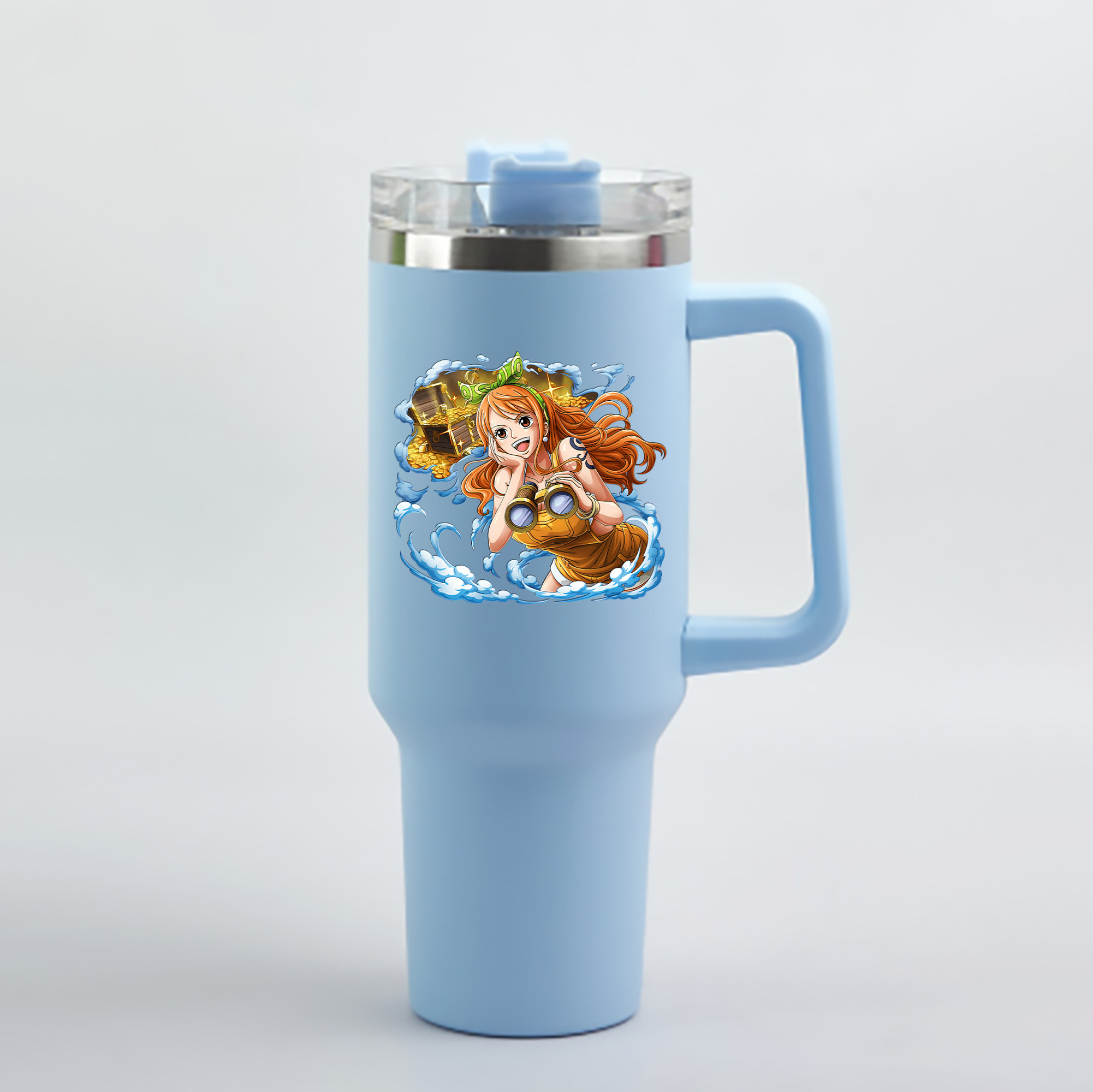 ワンピース ナミ ONE PIECE Nami 1200mL車用タンブラー - クリスタルステッカー（プラスチックストロー付き）