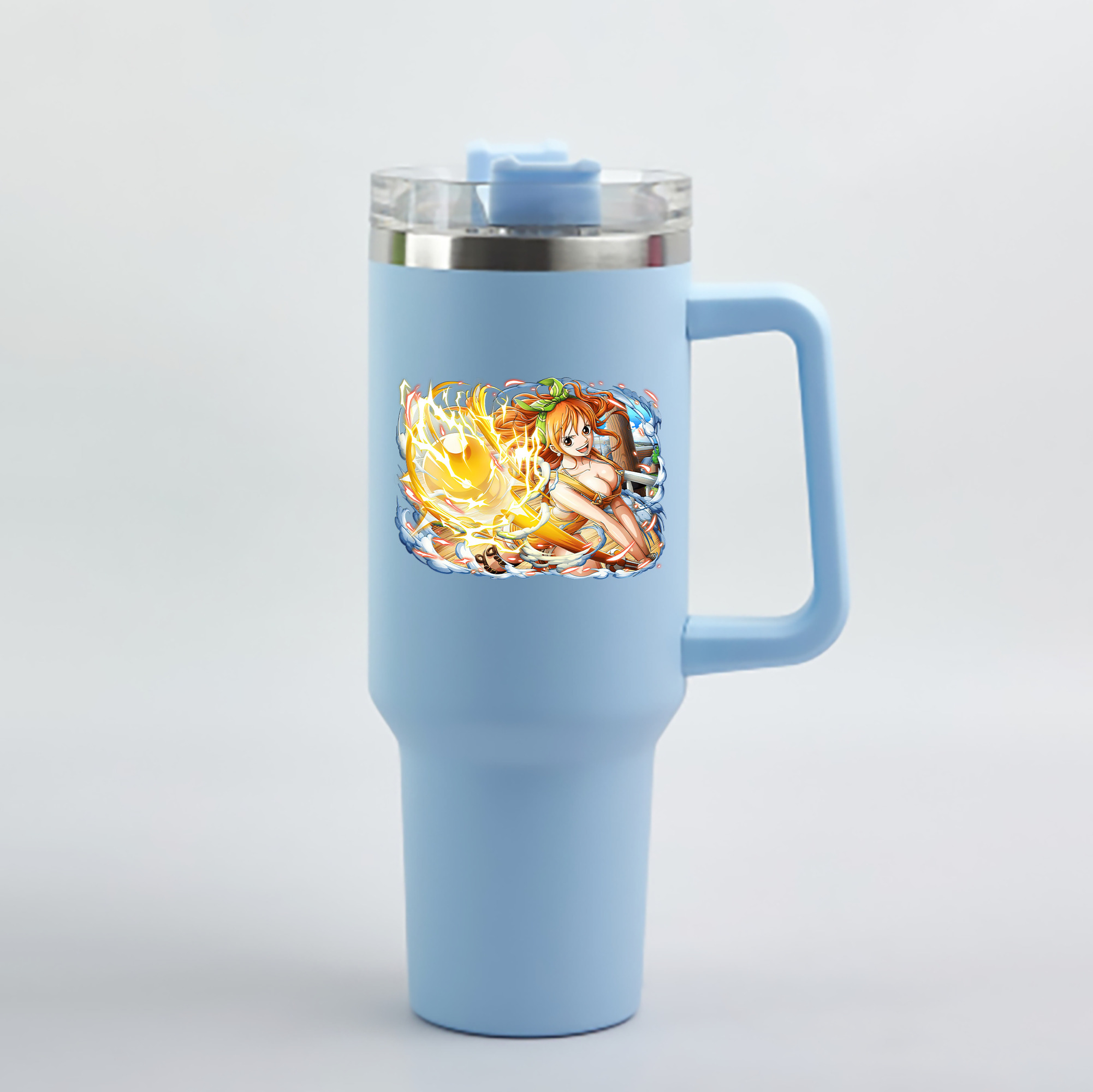 ワンピース ナミ ONE PIECE Nami 1200mL車用タンブラー - クリスタルステッカー（プラスチックストロー付き）