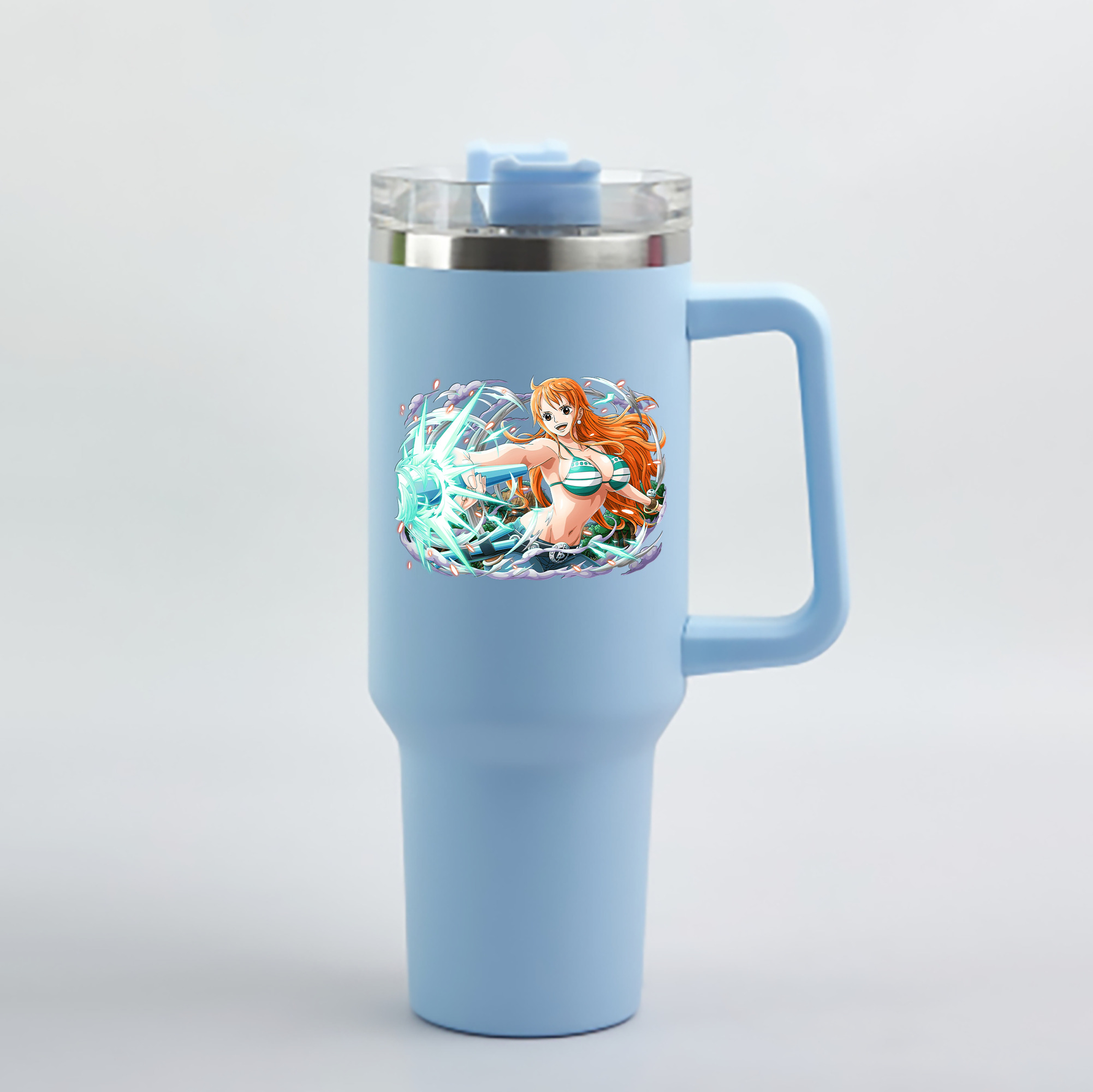 ワンピース ナミ ONE PIECE Nami 1200mL車用タンブラー - クリスタルステッカー（プラスチックストロー付き）