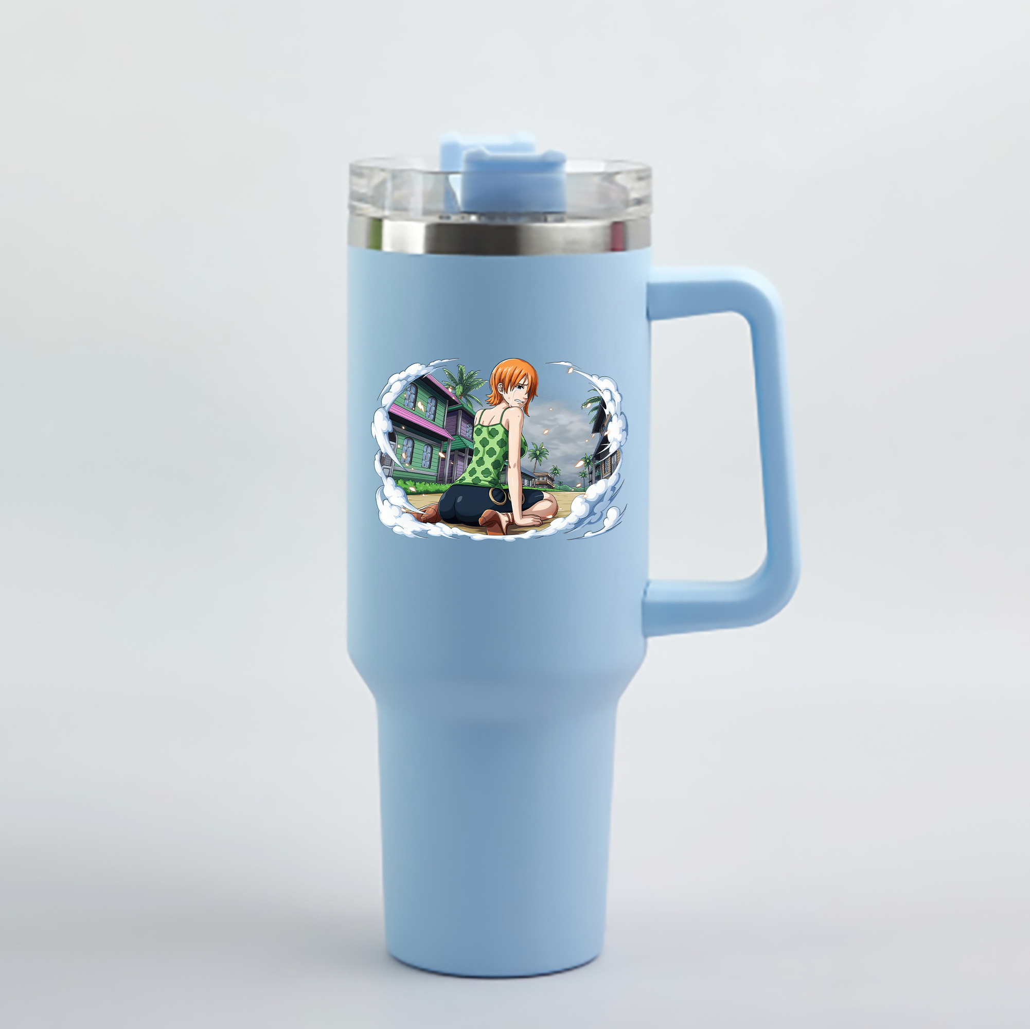 ワンピース ナミ ONE PIECE Nami 1200mL車用タンブラー - クリスタルステッカー（プラスチックストロー付き）