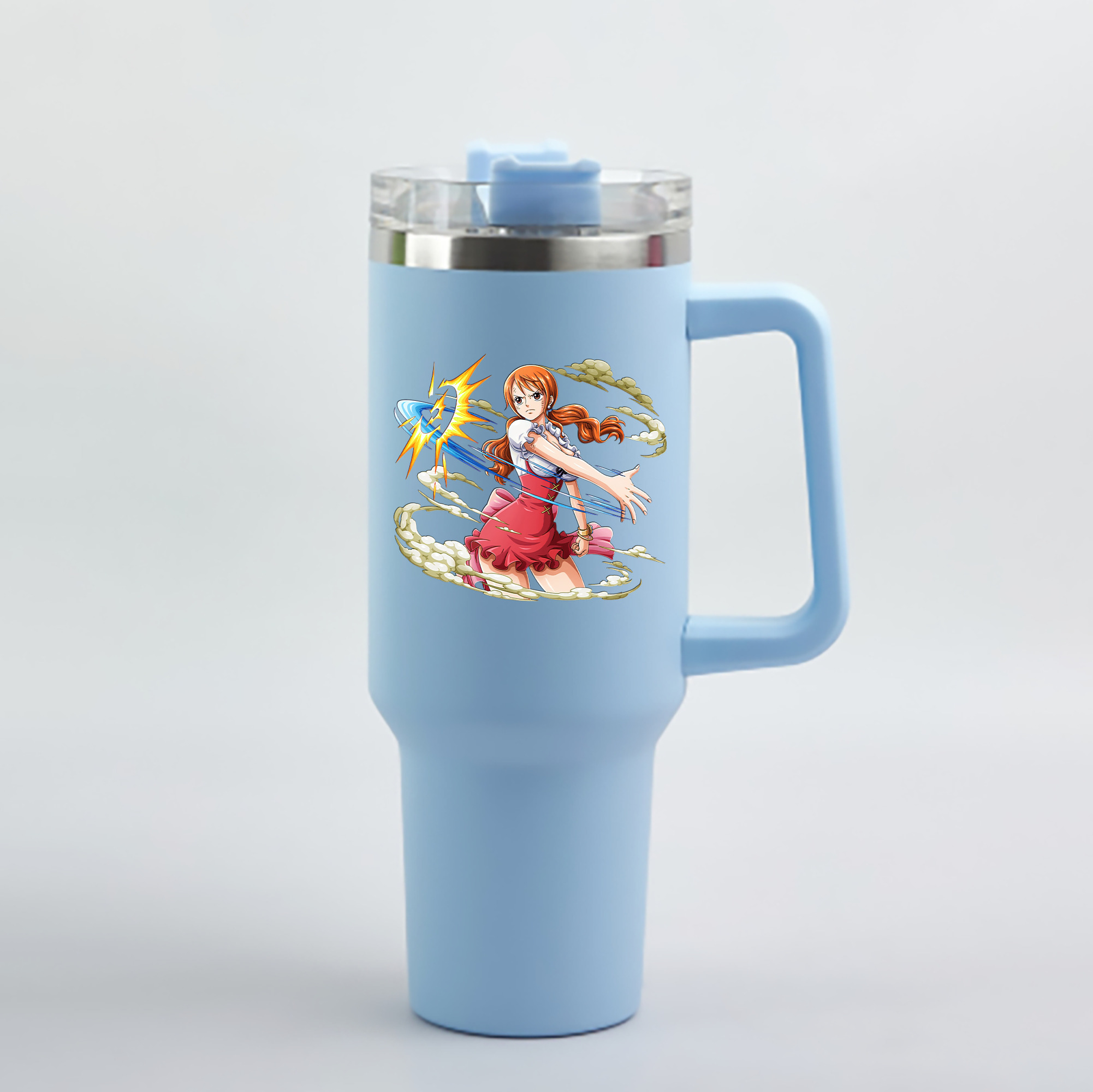 ワンピース ナミ ONE PIECE Nami 1200mL車用タンブラー - クリスタルステッカー（プラスチックストロー付き）