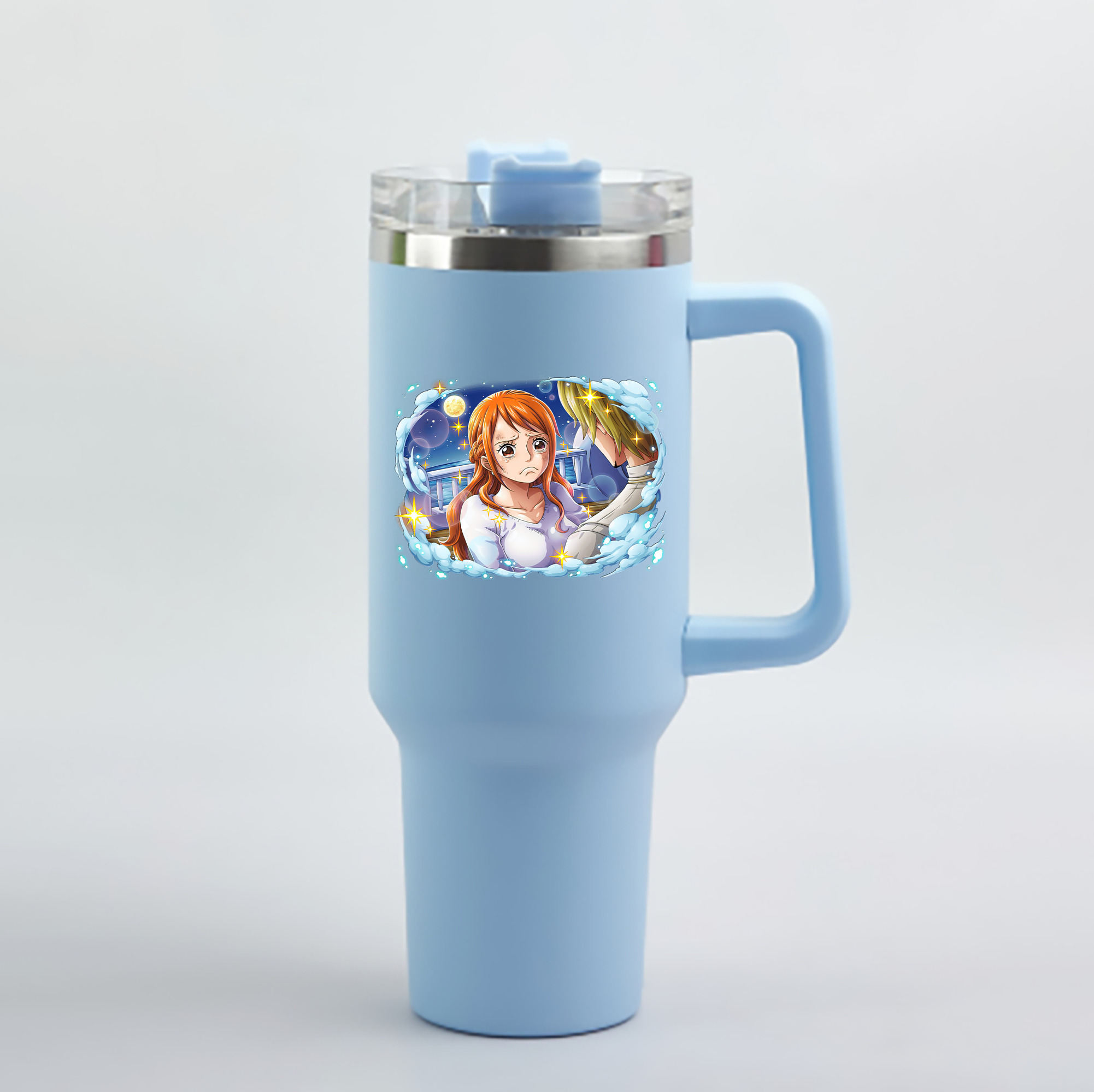ワンピース ナミ ONE PIECE Nami 1200mL車用タンブラー - クリスタルステッカー（プラスチックストロー付き）
