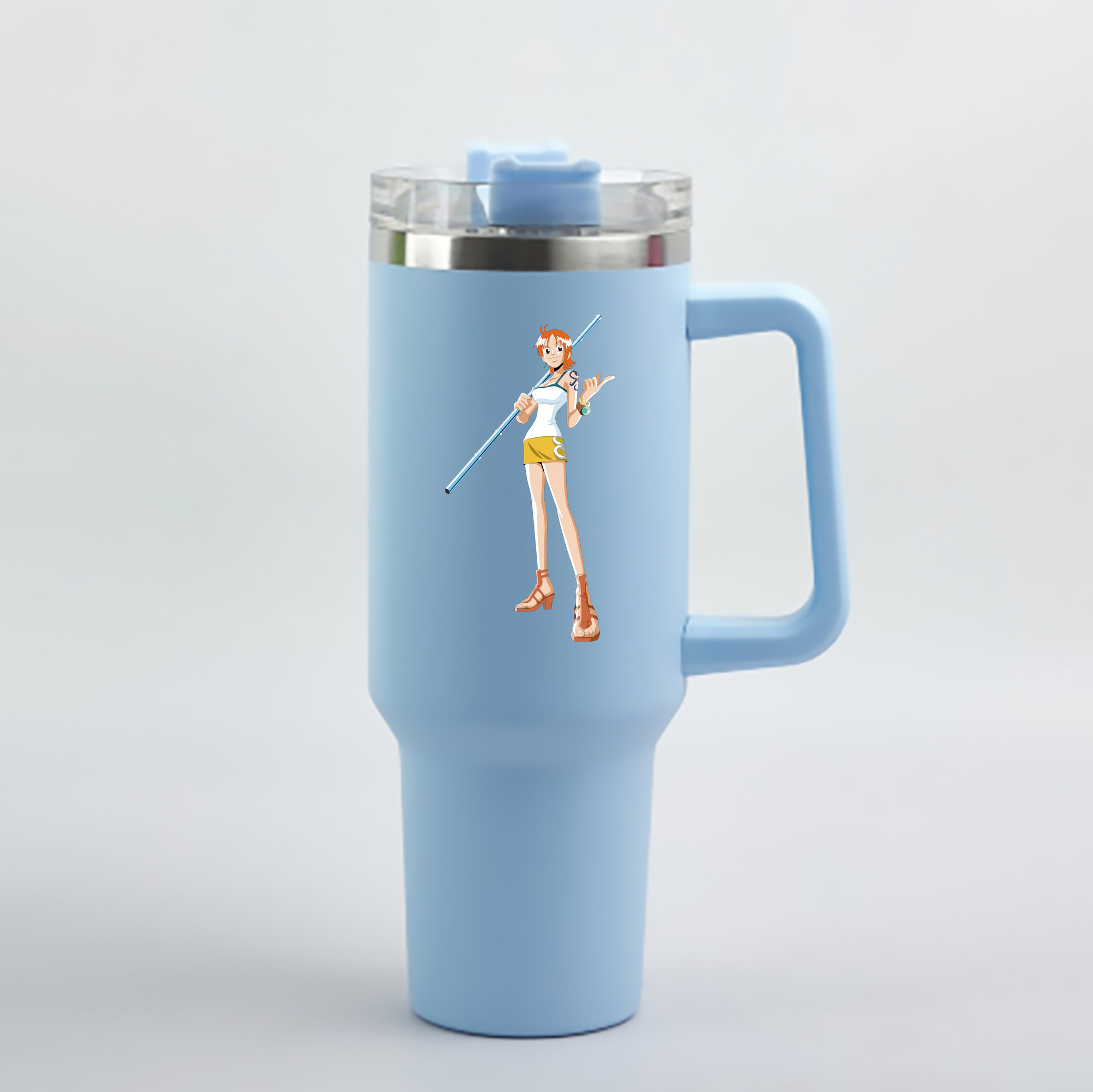 ワンピース ナミ ONE PIECE Nami 1200mL車用タンブラー - クリスタルステッカー（プラスチックストロー付き）