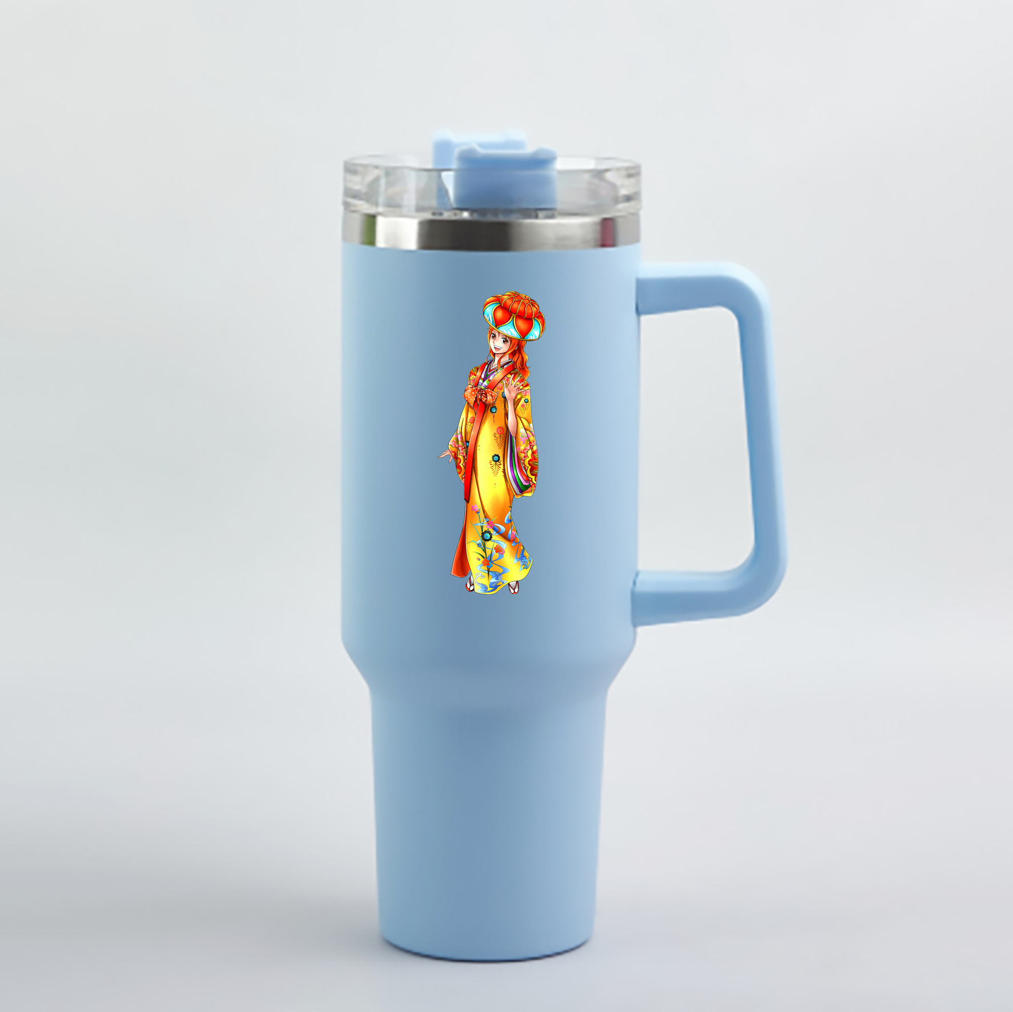 ワンピース ナミ ONE PIECE Nami 1200mL車用タンブラー - クリスタルステッカー（プラスチックストロー付き）