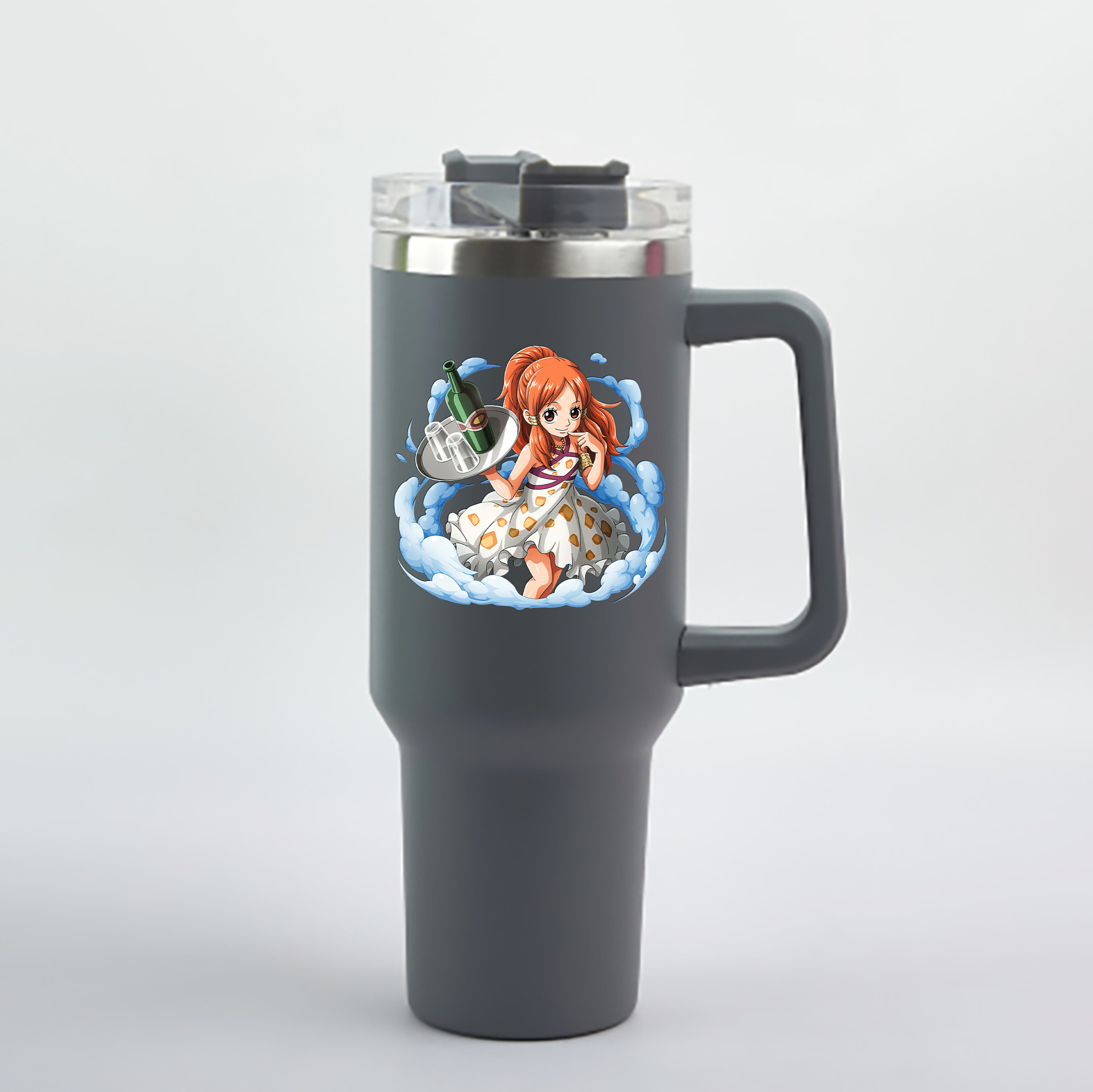 ワンピース ナミ ONE PIECE Nami 1200mL車用タンブラー - クリスタルステッカー（プラスチックストロー付き）