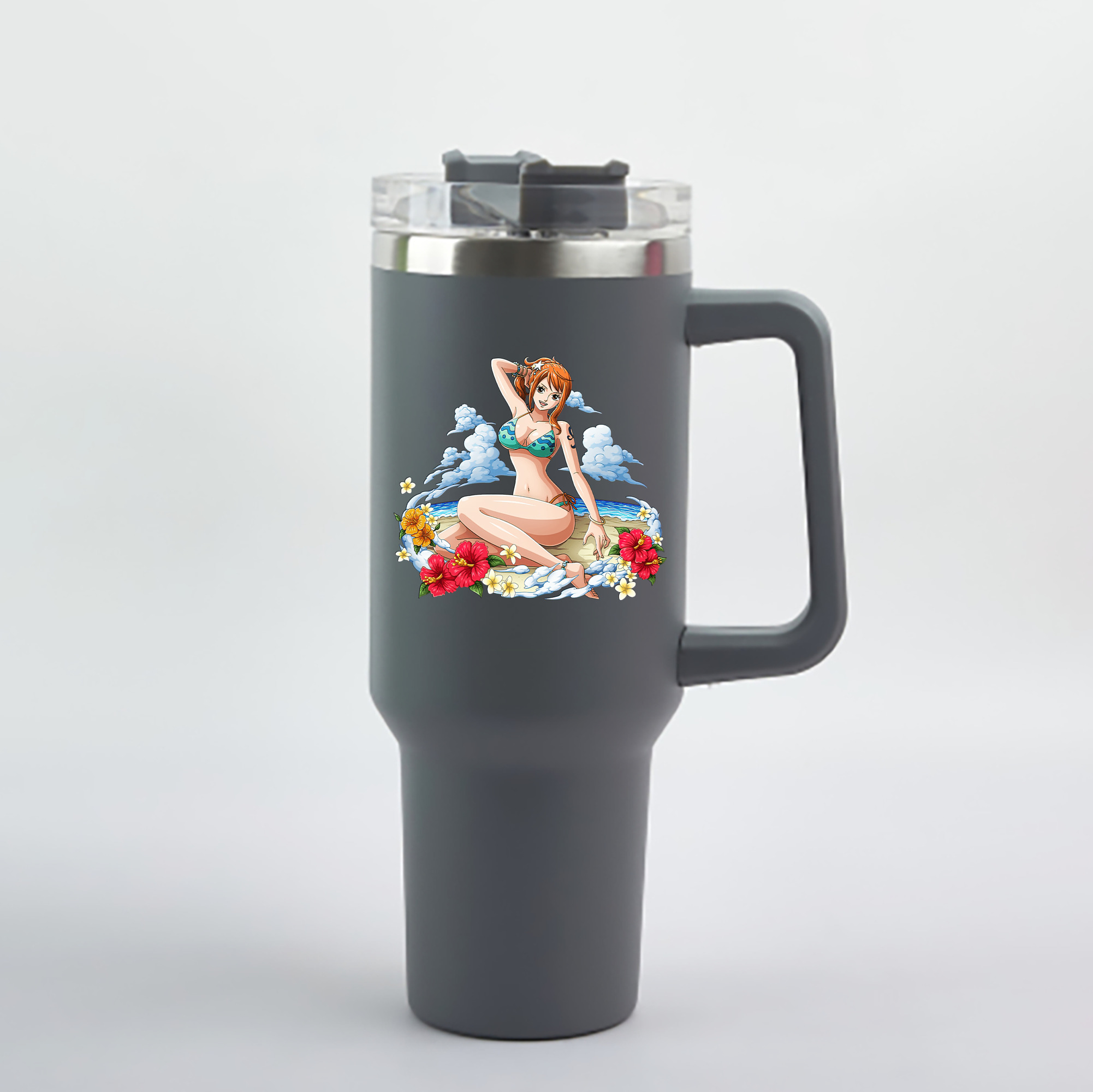 ワンピース ナミ ONE PIECE Nami 1200mL車用タンブラー - クリスタルステッカー（プラスチックストロー付き）