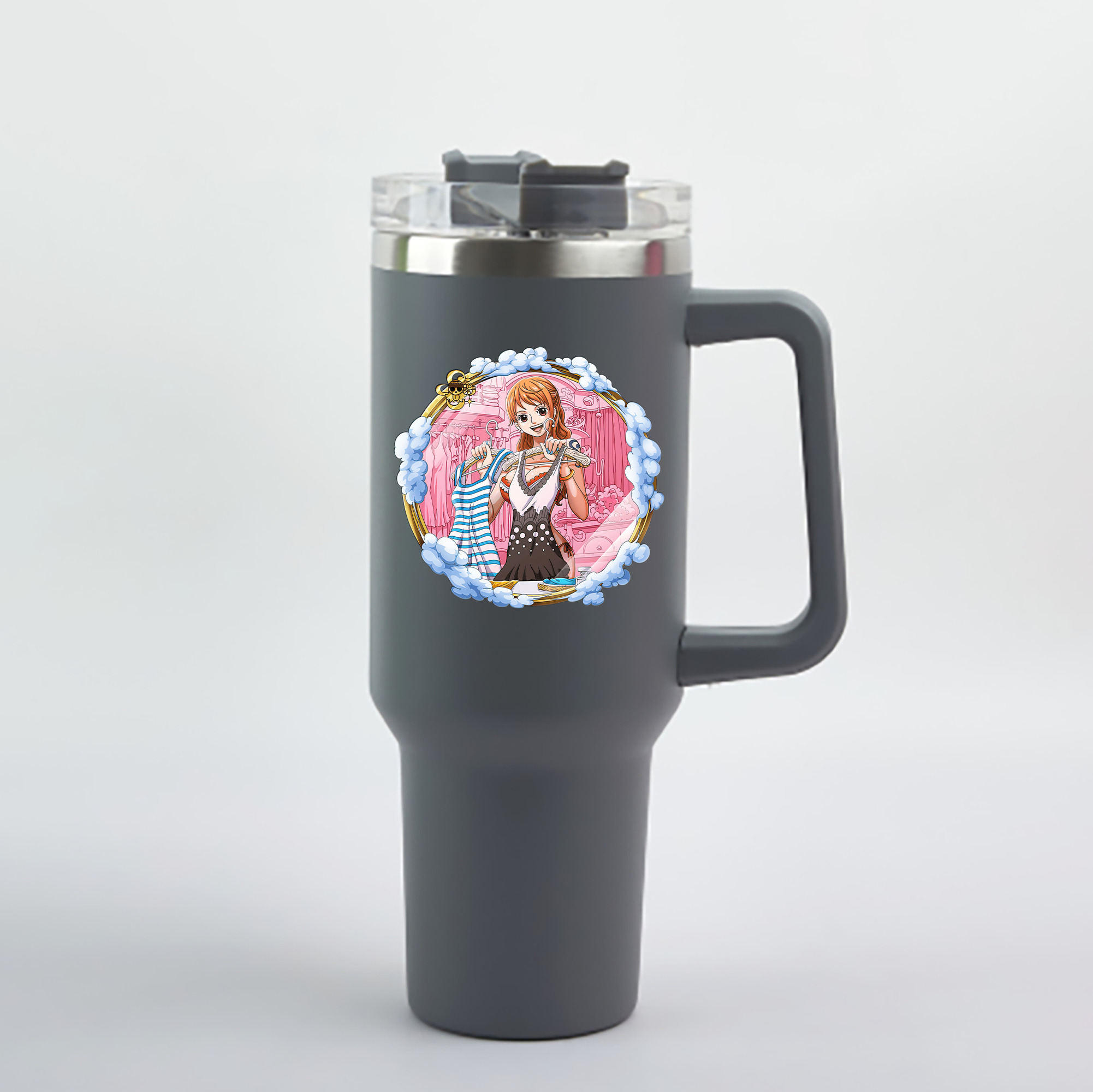 ワンピース ナミ ONE PIECE Nami 1200mL車用タンブラー - クリスタルステッカー（プラスチックストロー付き）