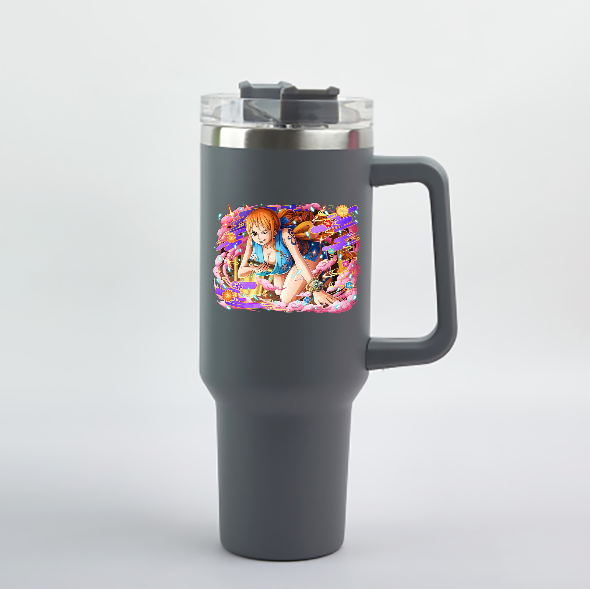 ワンピース ナミ ONE PIECE Nami 1200mL車用タンブラー - クリスタルステッカー（プラスチックストロー付き）