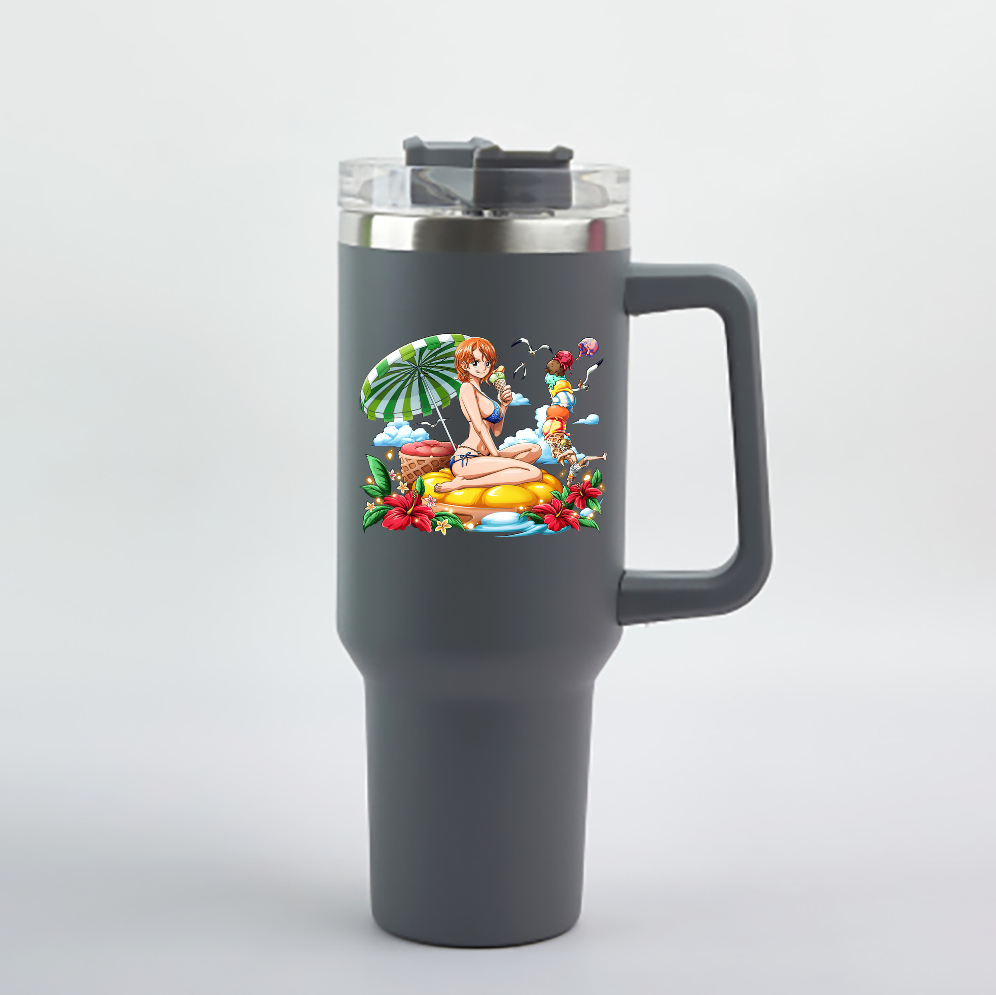 ワンピース ナミ ONE PIECE Nami 1200mL車用タンブラー - クリスタルステッカー（プラスチックストロー付き）