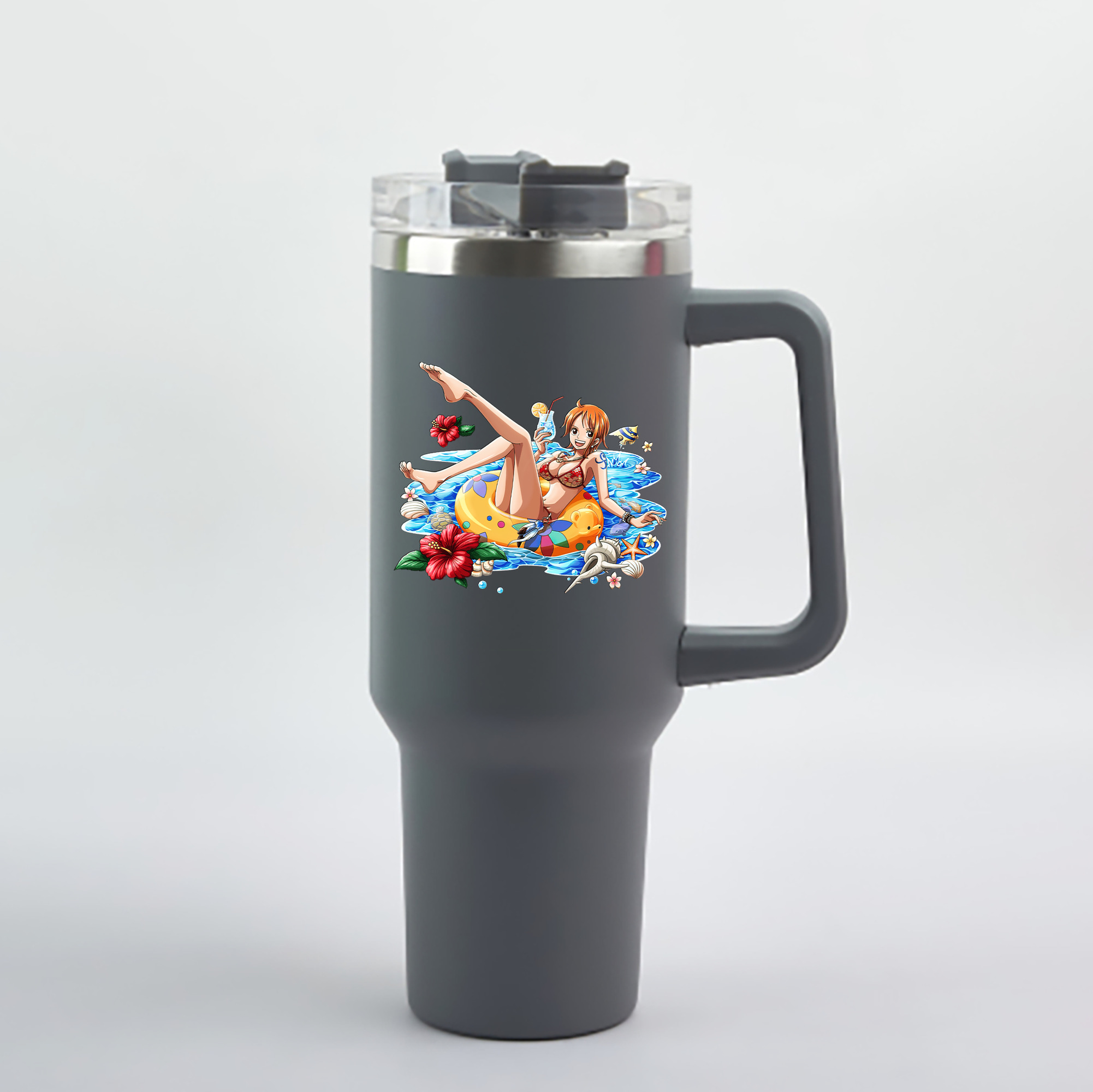 ワンピース ナミ ONE PIECE Nami 1200mL車用タンブラー - クリスタルステッカー（プラスチックストロー付き）