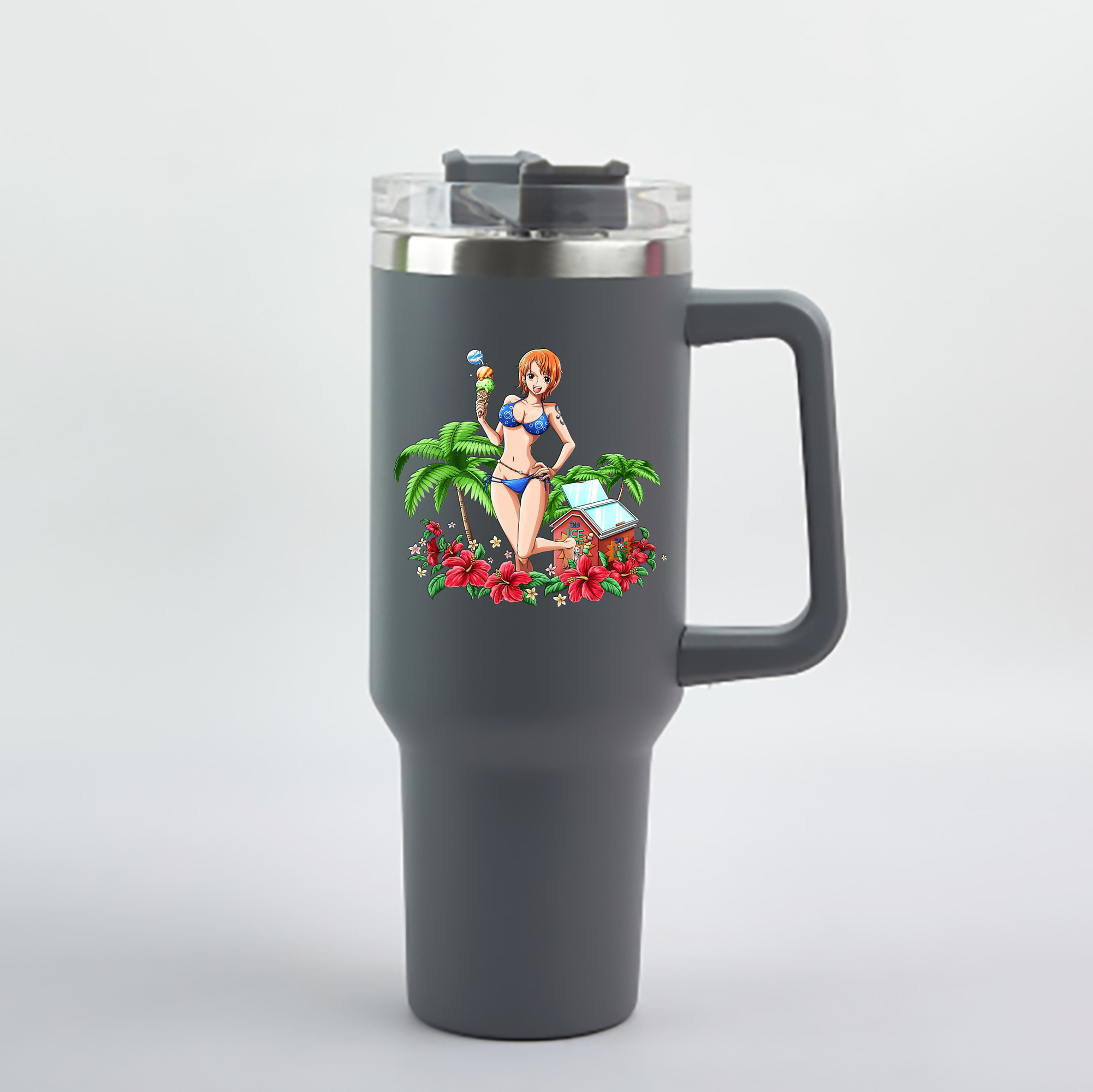 ワンピース ナミ ONE PIECE Nami 1200mL車用タンブラー - クリスタルステッカー（プラスチックストロー付き）