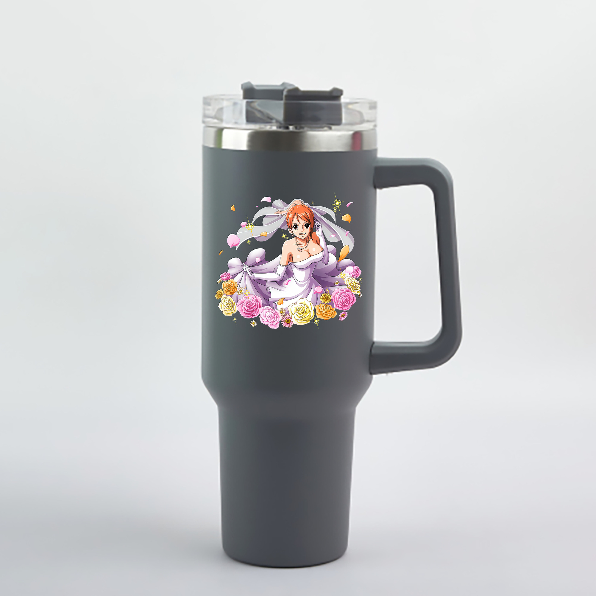 ワンピース ナミ ONE PIECE Nami 1200mL車用タンブラー - クリスタルステッカー（プラスチックストロー付き）