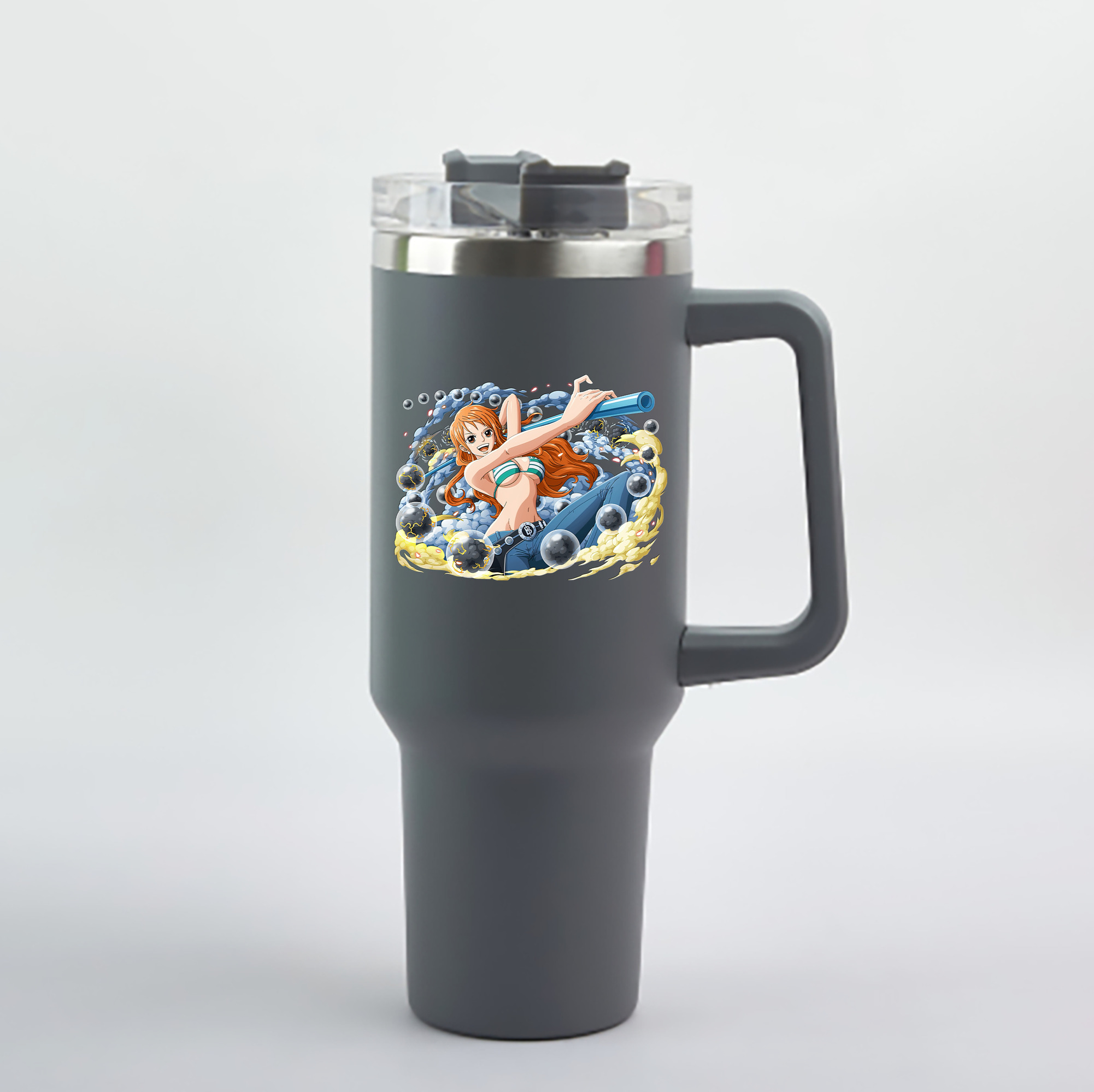 ワンピース ナミ ONE PIECE Nami 1200mL車用タンブラー - クリスタルステッカー（プラスチックストロー付き）