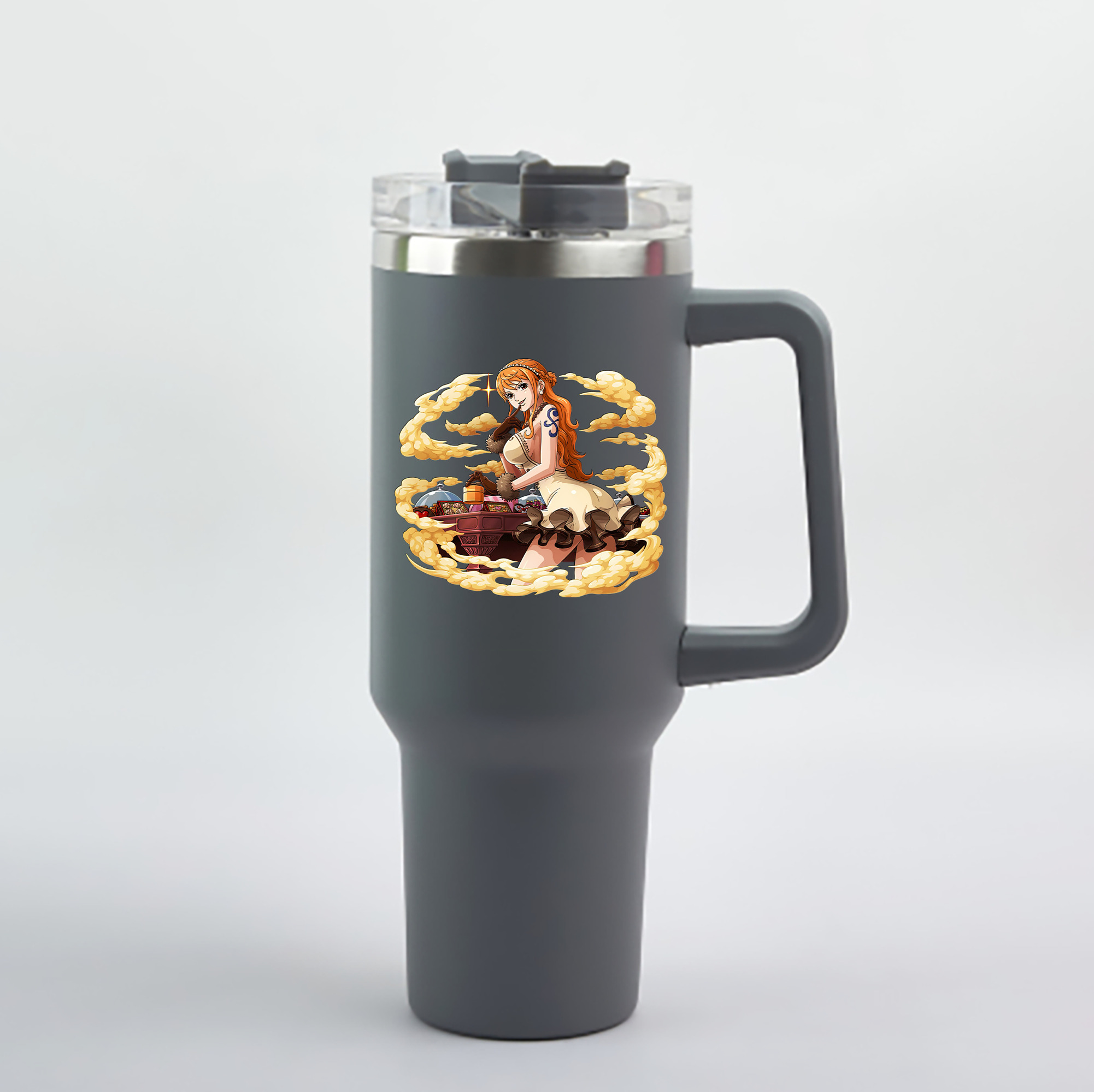 ワンピース ナミ ONE PIECE Nami 1200mL車用タンブラー - クリスタルステッカー（プラスチックストロー付き）