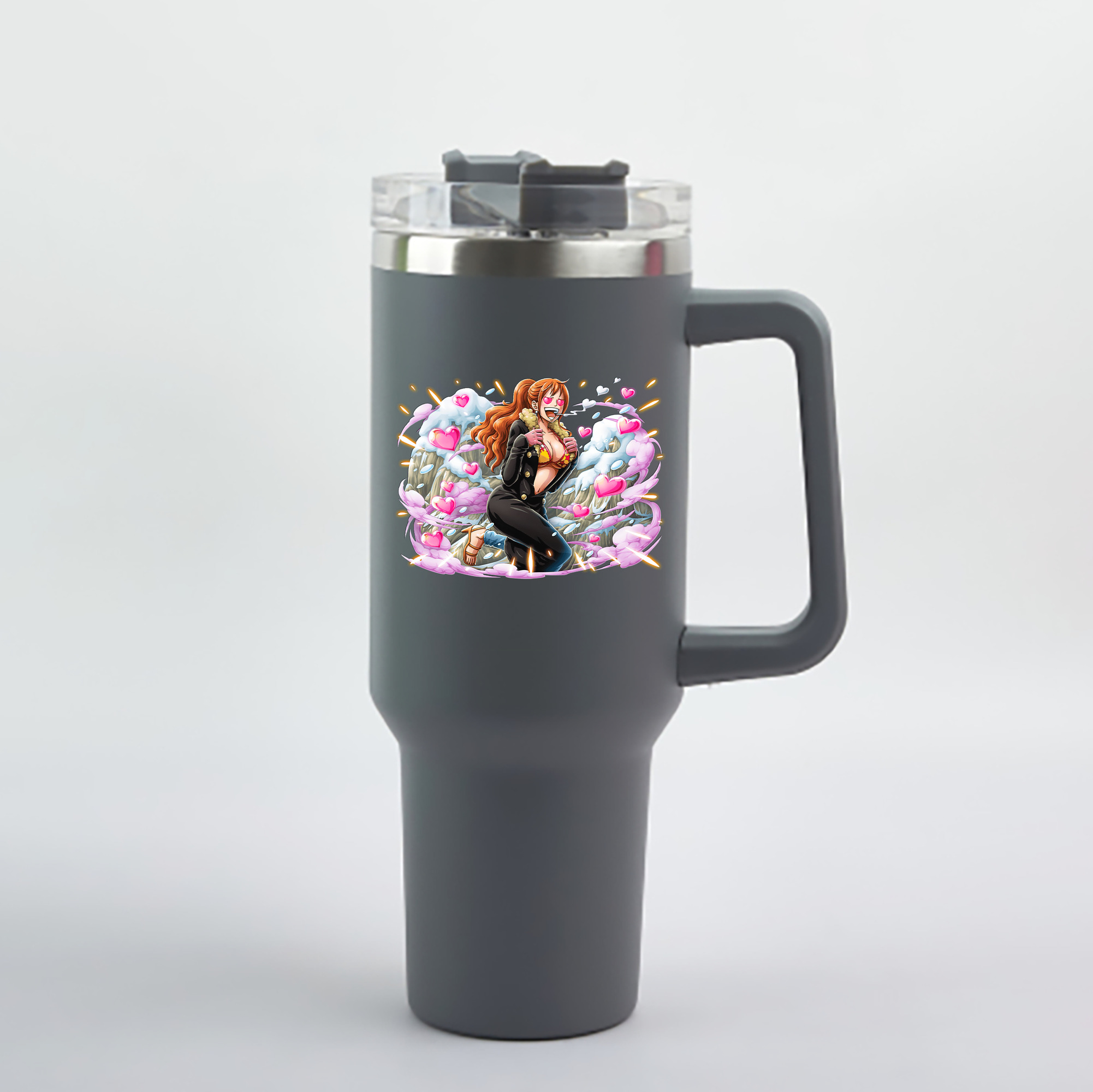 ワンピース ナミ ONE PIECE Nami 1200mL車用タンブラー - クリスタルステッカー（プラスチックストロー付き）